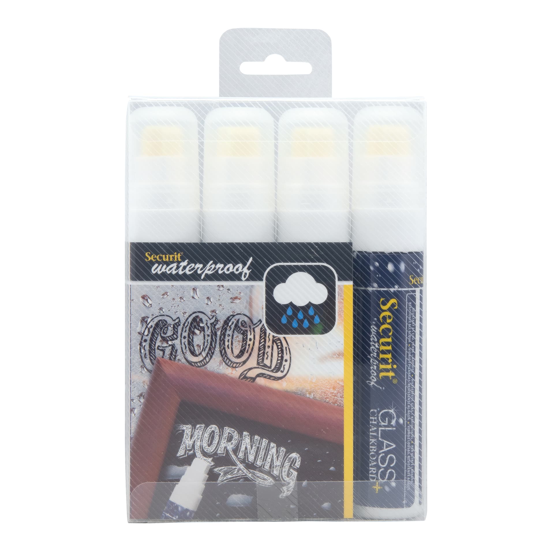 Securit® Pennarello gesso liquido impermeabile bianco - Punta larga 7-15mm - Confezione 4