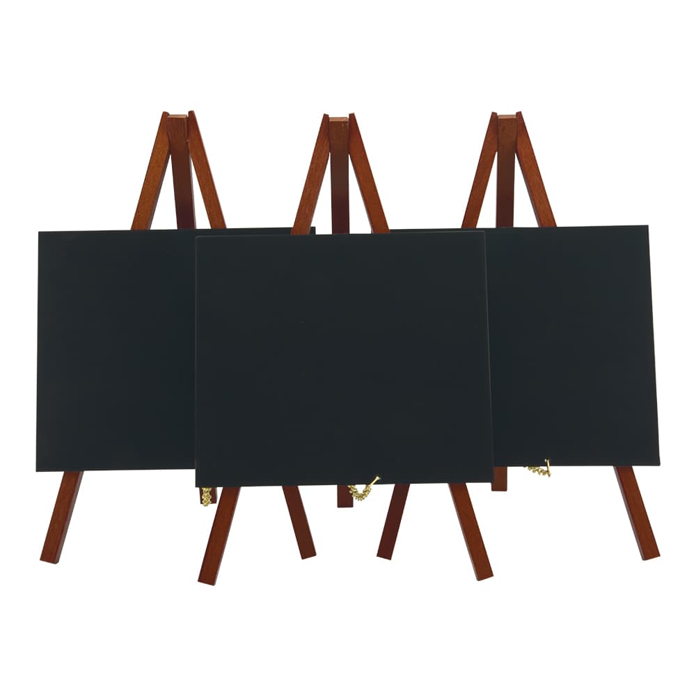 Securit® Lot de 3 Mini Ardoises de table sur chevalets - Bois finition acajou laqué