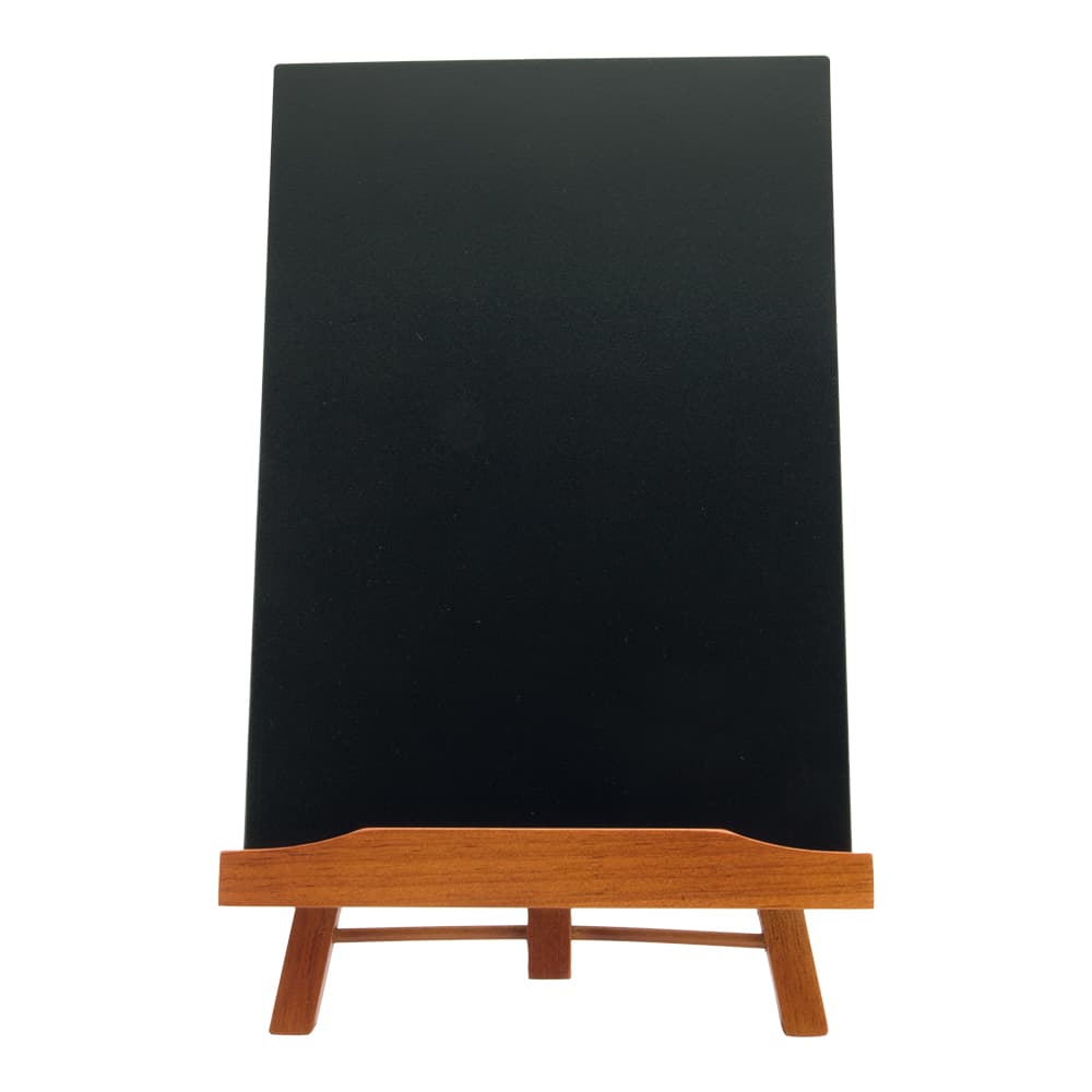 Securit® Chevalet de table - Bois avec finition acajou laqué - Ardoise A4 incluse