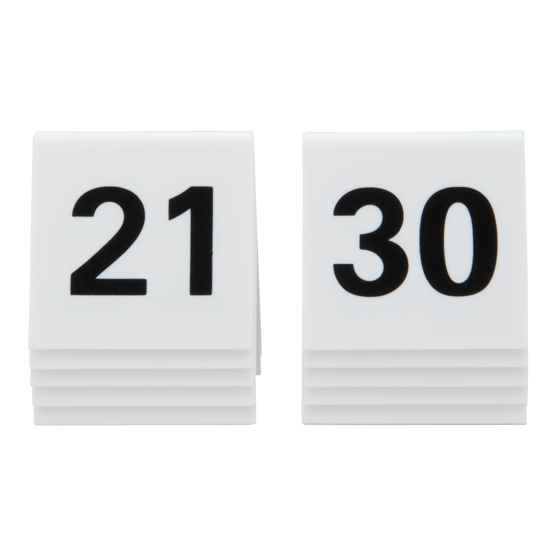 Securit® Lot de 10 Numéros de table de 21-30 - Acrylique blanc avec chiffres noirs