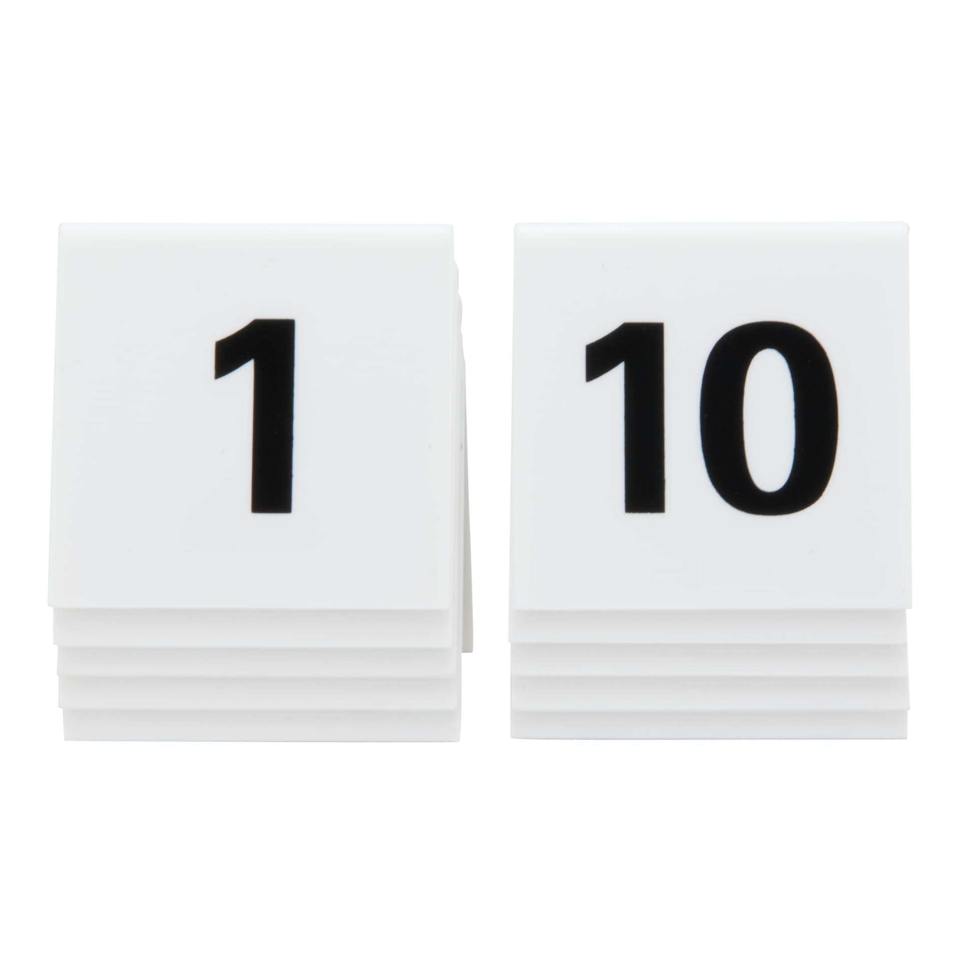 Securit® Lot de 10 Numéros de table de 1-10 - Acrylique blanc avec chiffres noirs