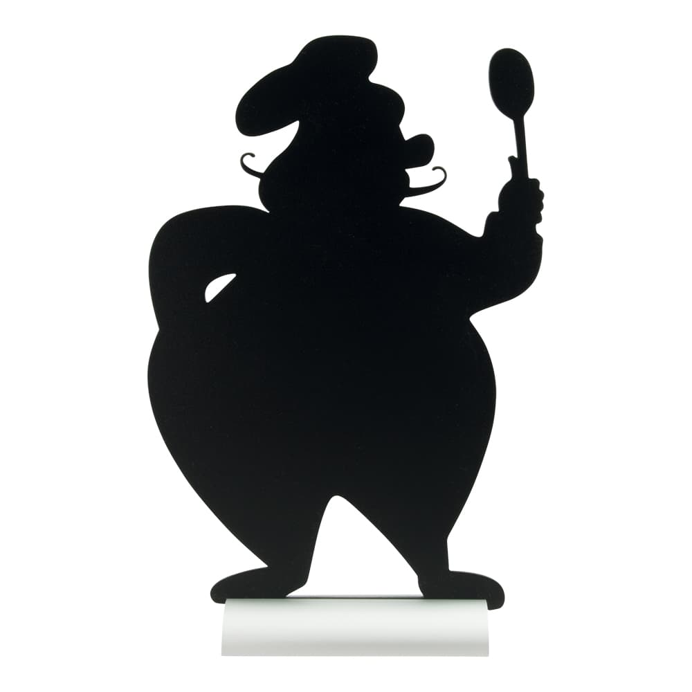 Securit® Ardoise de table - Silhouette Chef - Socle en aluminium - Feutre-craie inclus