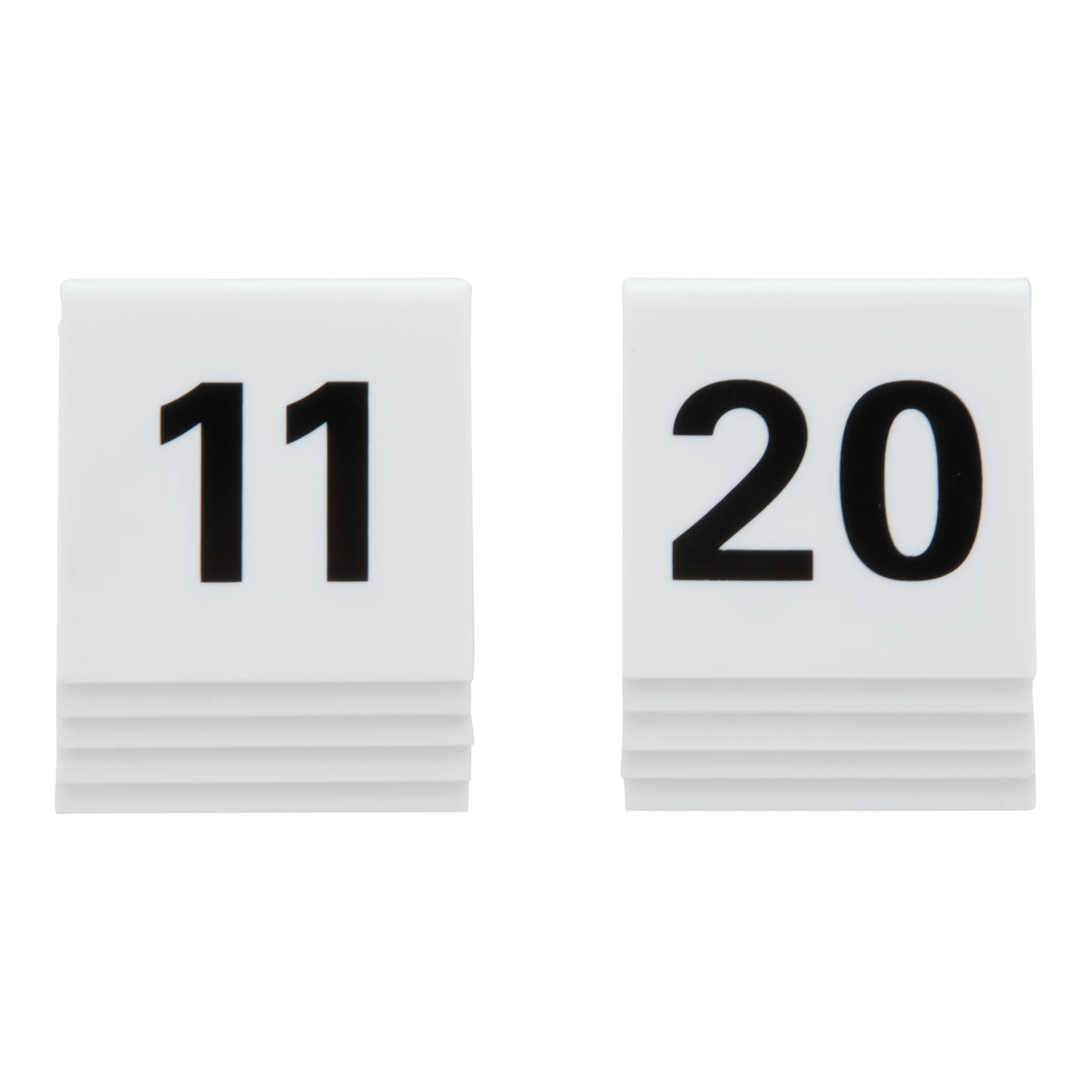 Securit® Lot de 10 Numéros de table de 11-20 - Acrylique blanc avec chiffres noirs