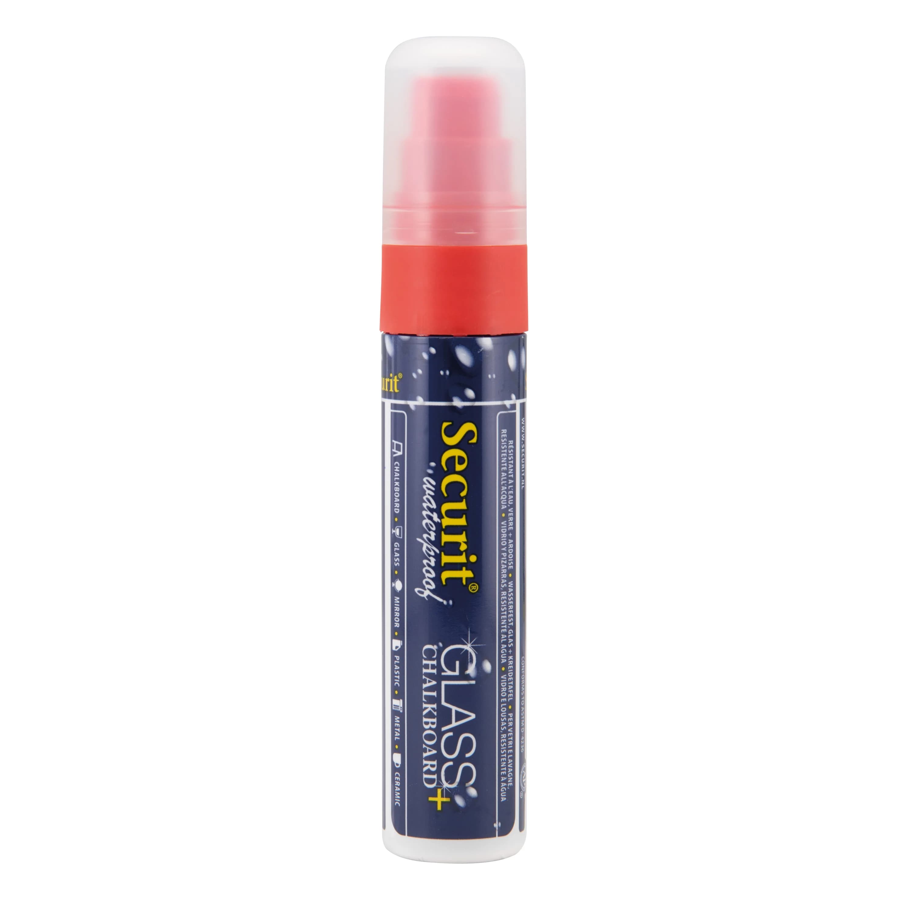 Securit® Feutre-craie à encre liquide Waterproof - Rouge - Taille de mine 7-15mm rectangulaire