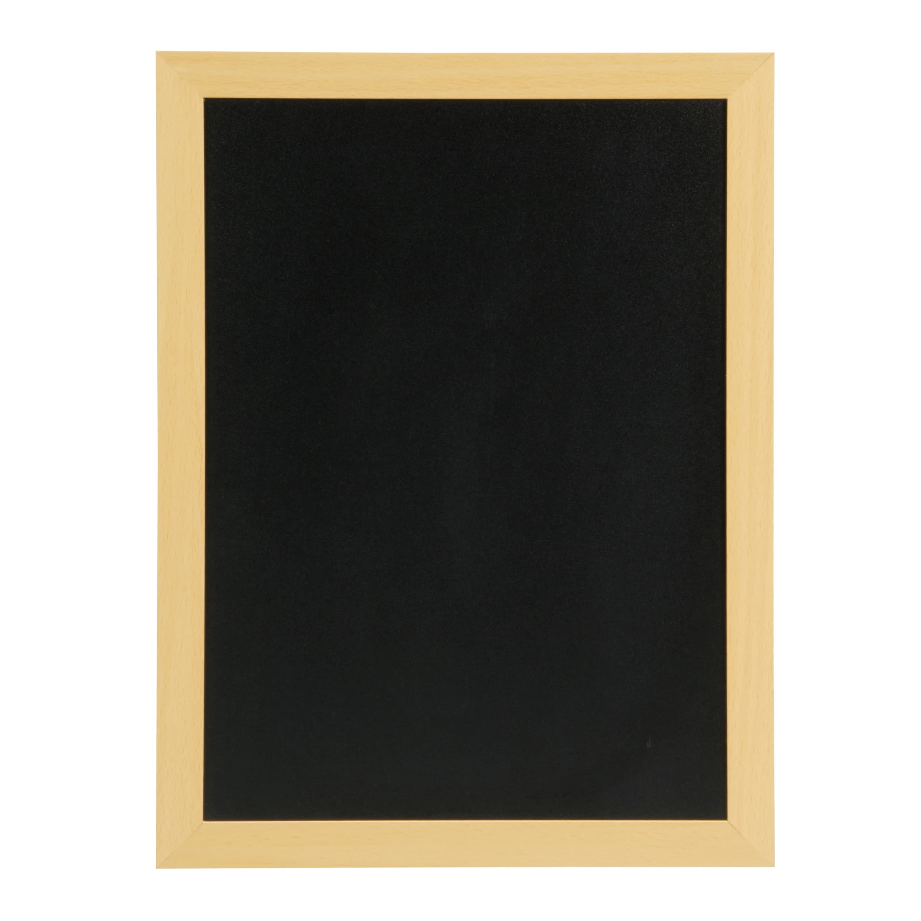 Securit® Ardoise murale "Woody" - Bois finition teck laqué - Feutre-craie et kit de montage inclus - 30x40cm