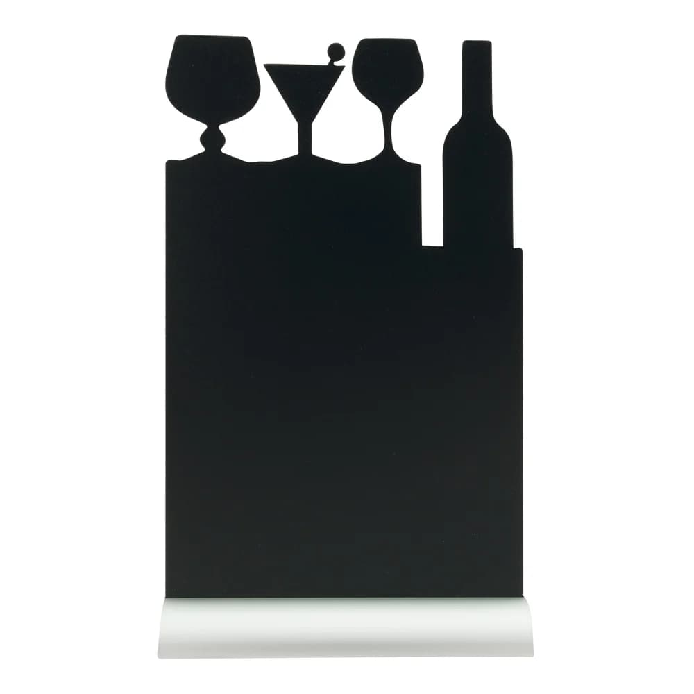 Securit® Ardoise de table - Silhouette Cocktail - Socle en aluminium - Feutre-craie inclus