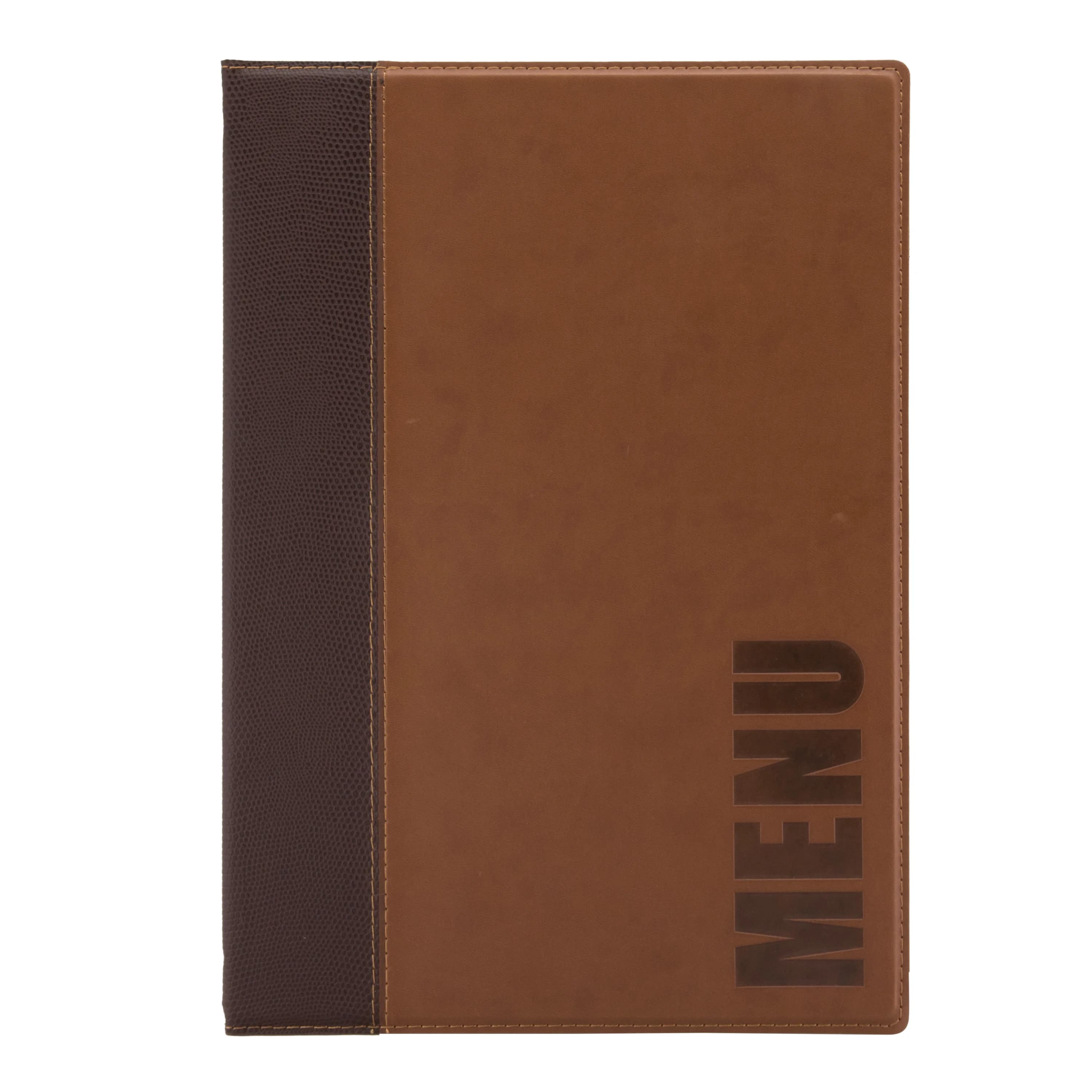 Securit® Protège-menu A4 "Trendy" - Marron - Simili-cuir - 4 vues