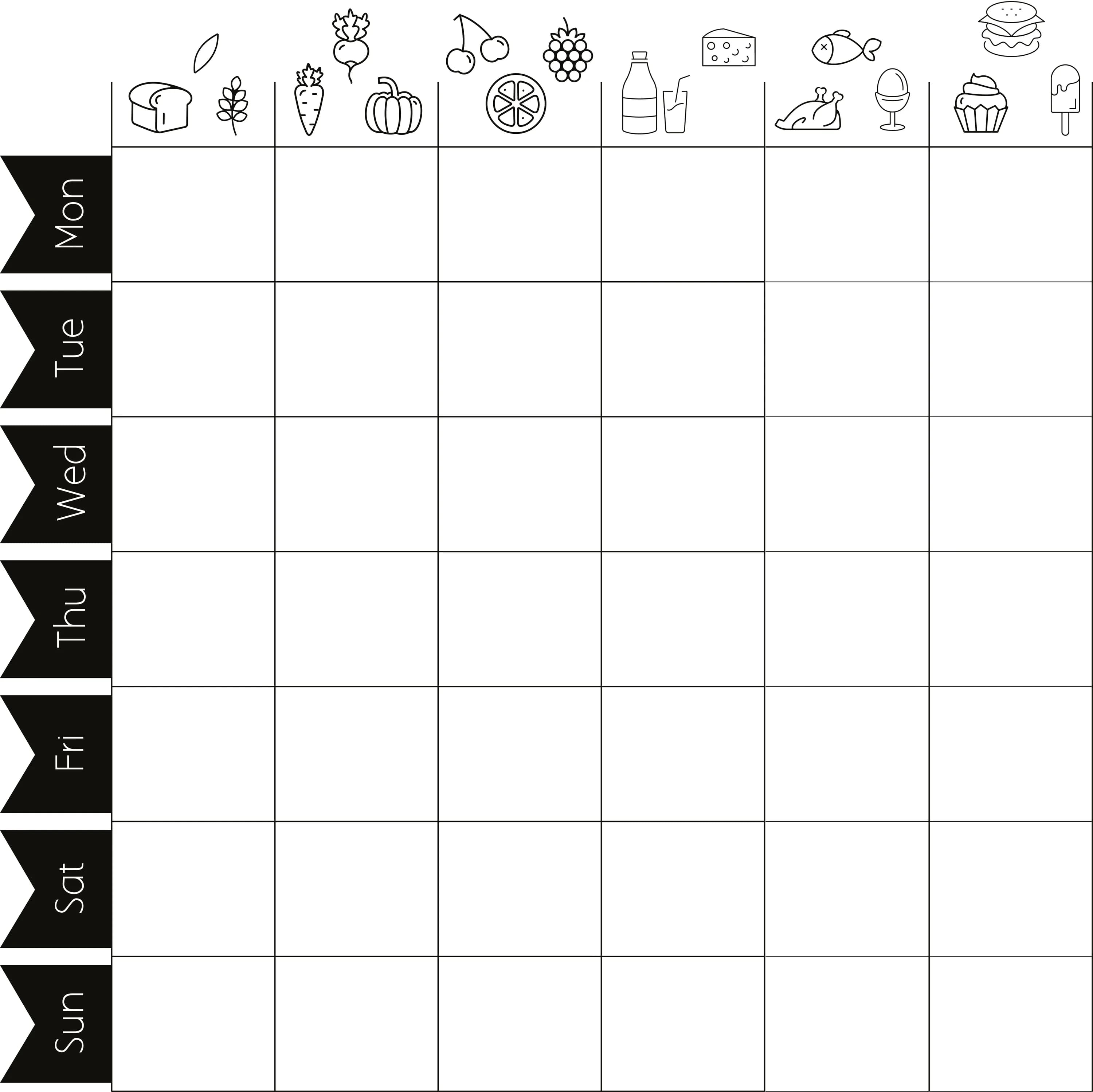 Securit® Lot de 3 Pochoirs pour Fenêtre A2 - Thème Tableau Alimentaire - Feutre-craie inclus