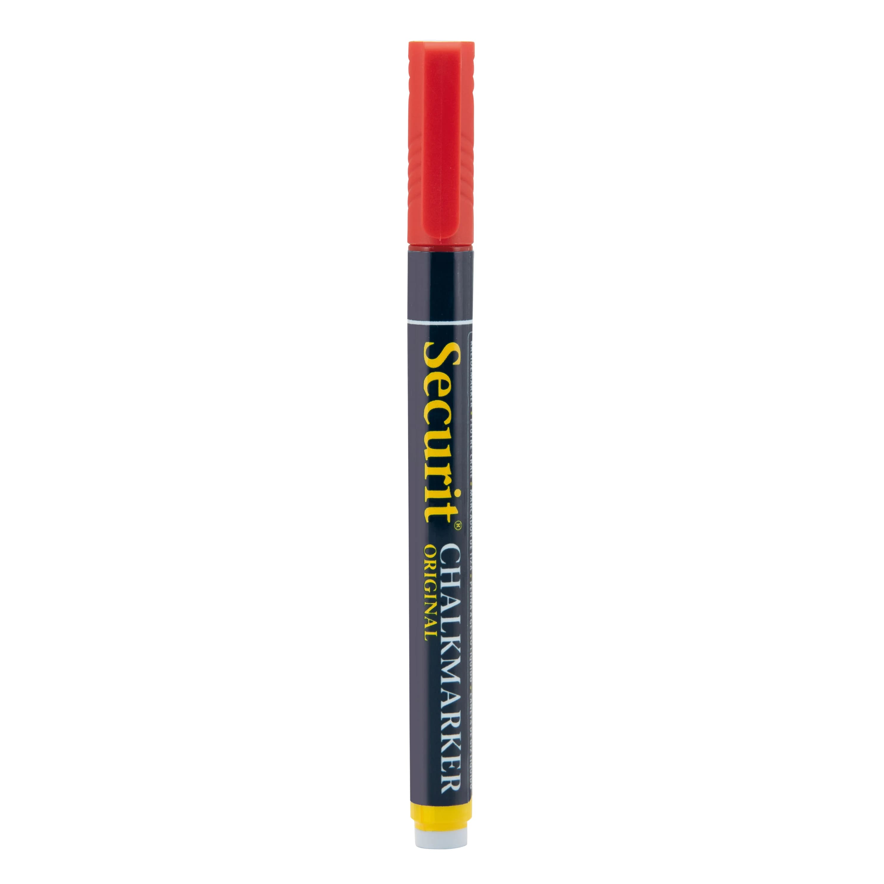 Securit® Feutre-craie à encre liquide - Rouge - Taille de mine 1-2mm obus