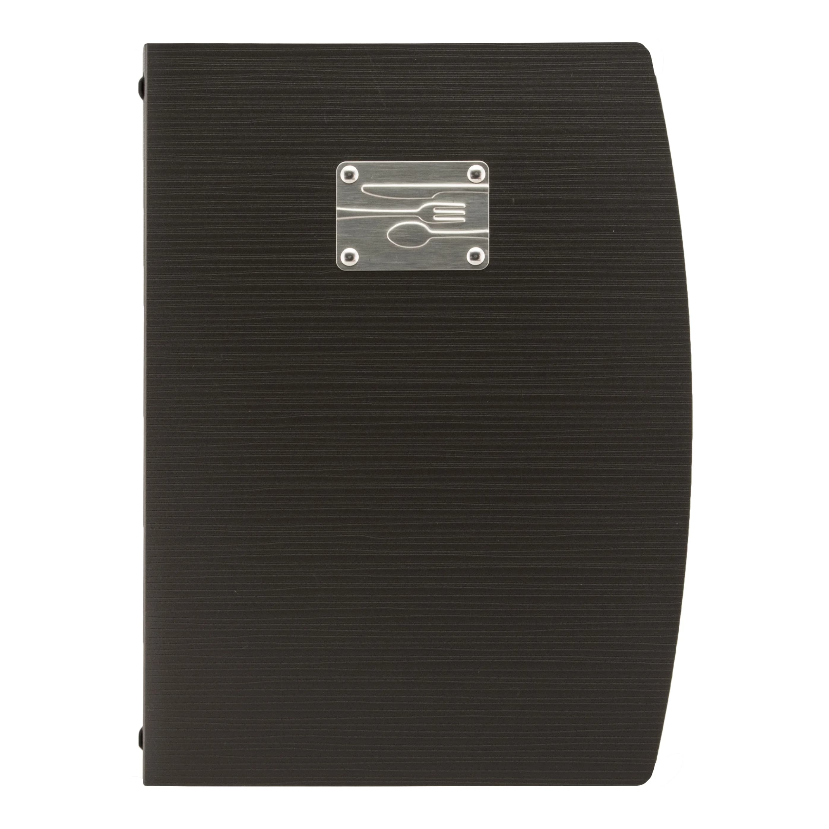 Securit® Protège-menu A4 "Rio" - Noir - Plaque avec couverts incluse - 4 vues