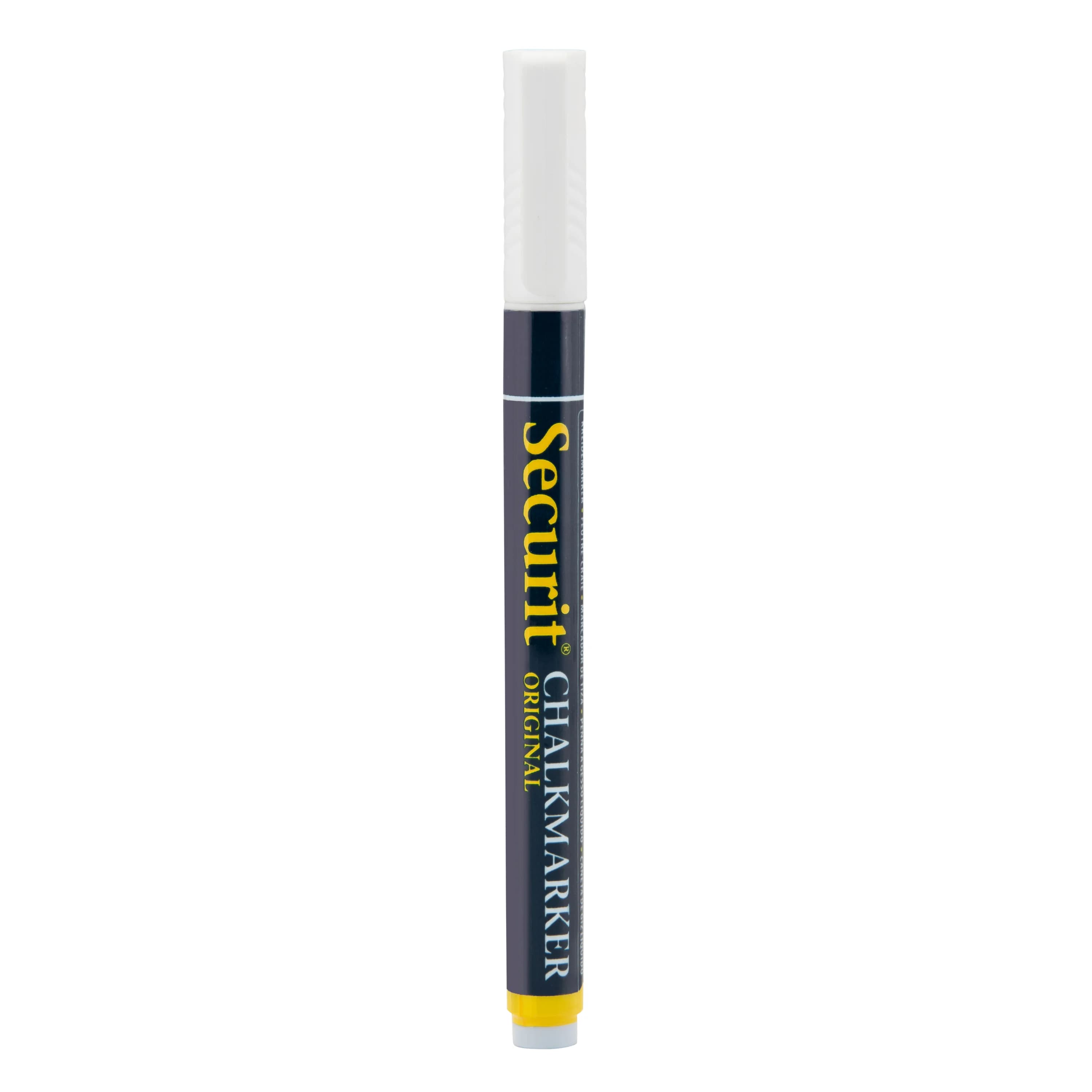 Securit® Feutre-craie à encre liquide - Blanc - Taille de mine 1-2mm obus