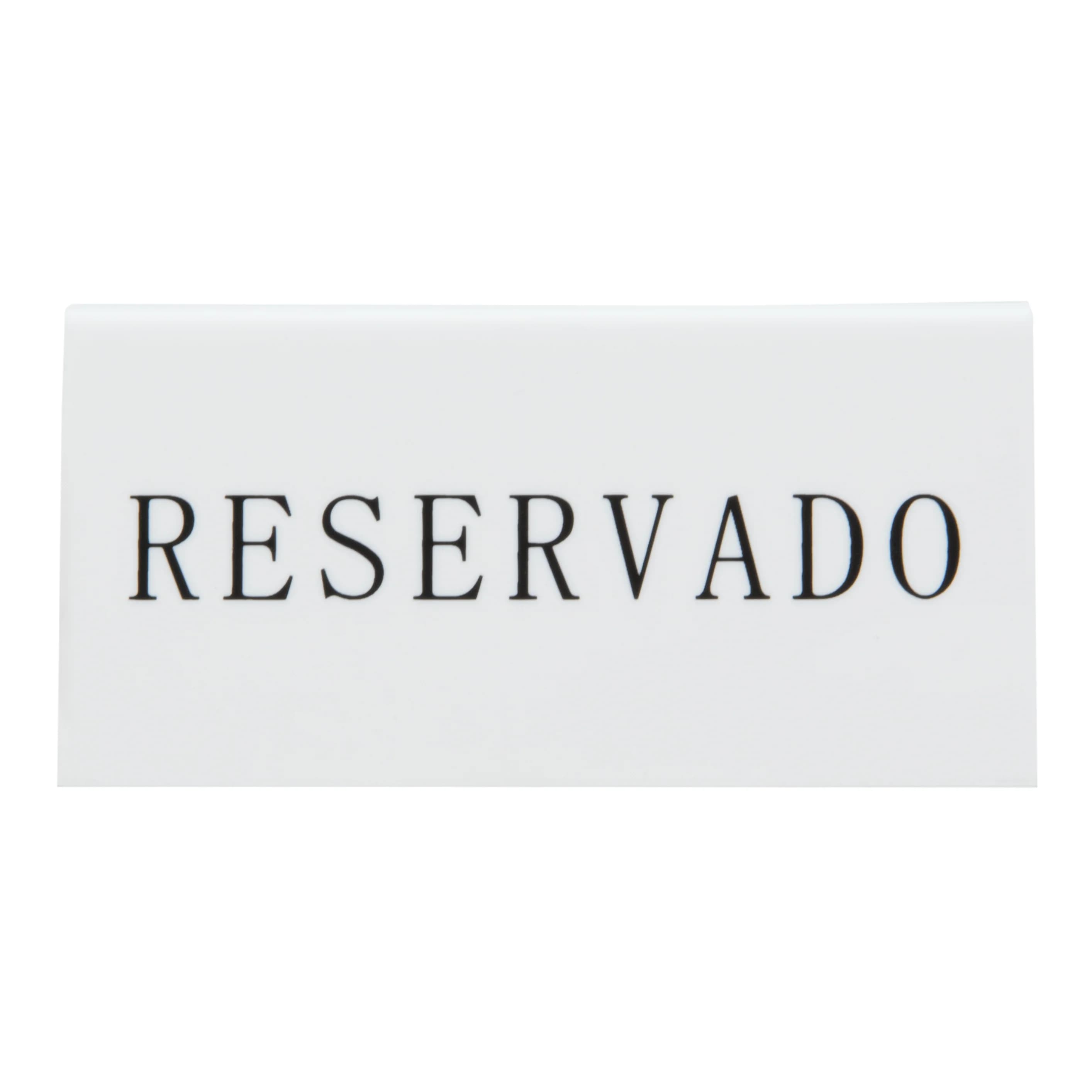 Securit® Lot de 5 Chevalets réservation de table "Reservado" (Espagnol) - Acrylique blanc avec lettres noirs