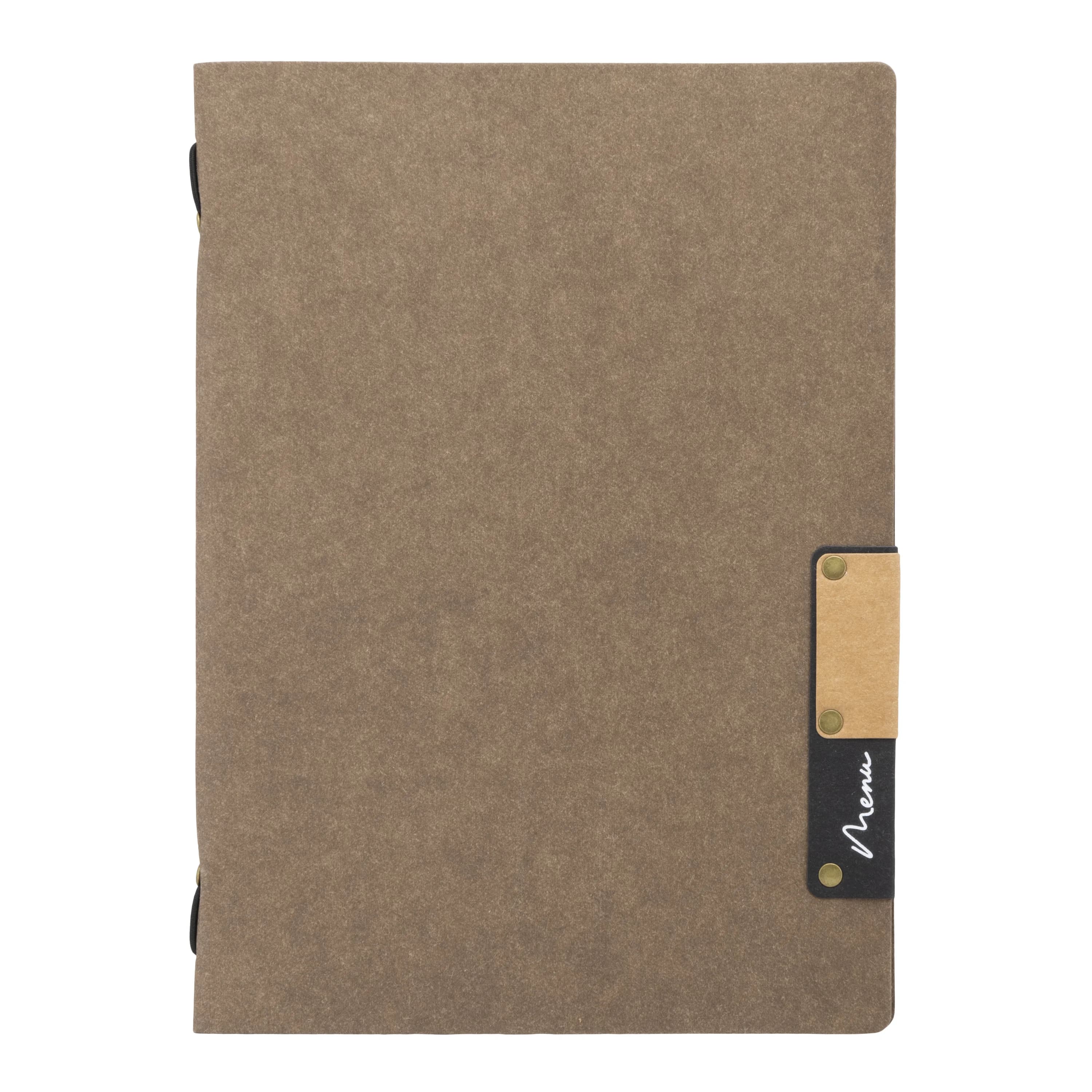 Securit® Protège-menu A5 "Nature" - Marron - Fibre naturelle - 4 vues