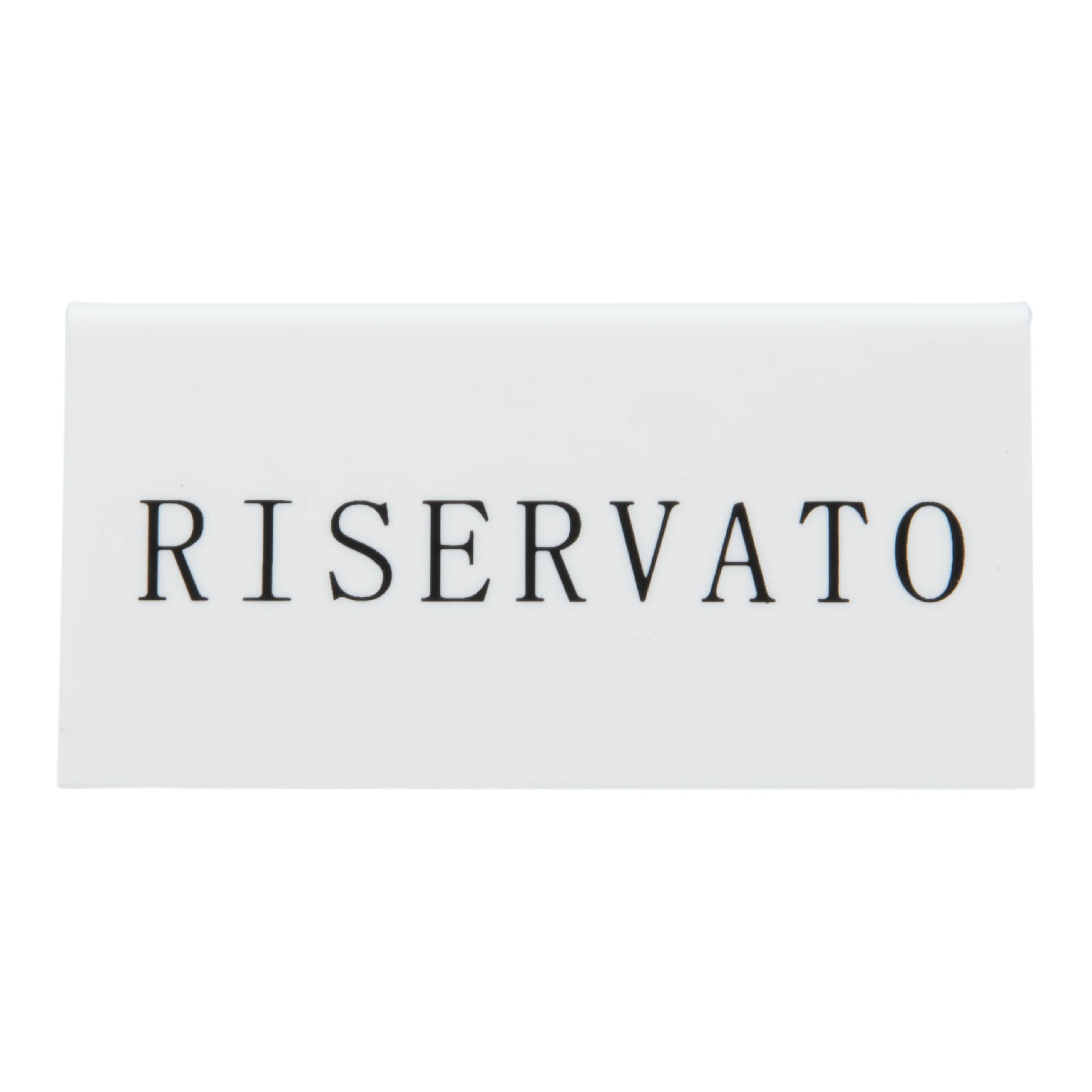 Securit® Lot de 5 Chevalets réservation de table "Riservato" (Italien) - Acrylique blanc avec lettres noirs