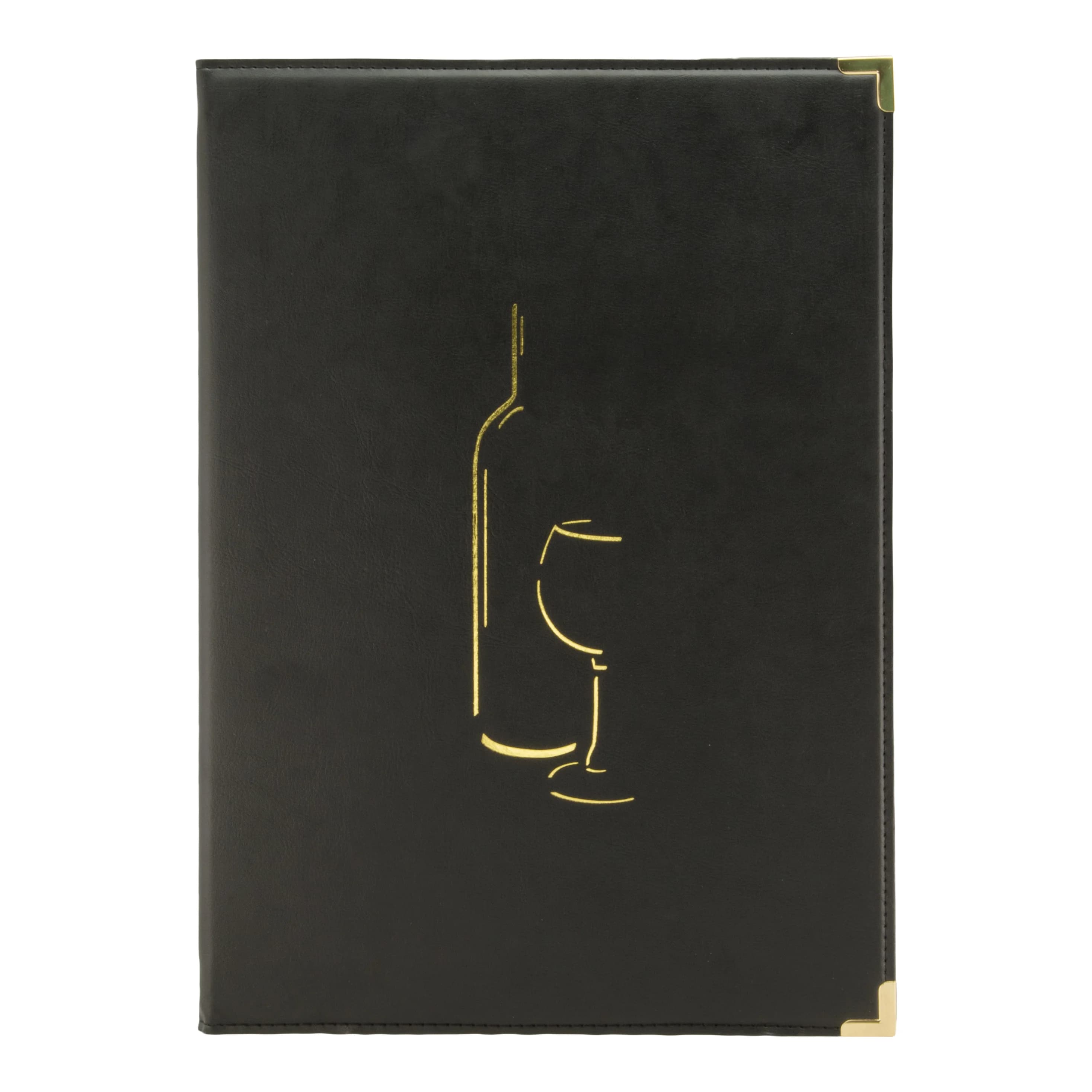 Securit® Protège-menu carte des boissons A4 "Classic" - Noir - Simili-cuir - 4 vues