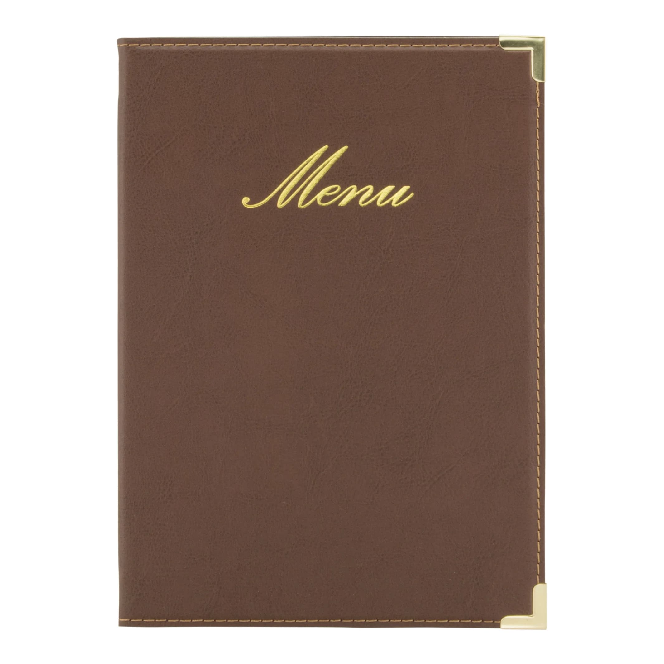 Securit® Protège-menu A5 "Classic" - Marron - Simili-cuir - 4 vues
