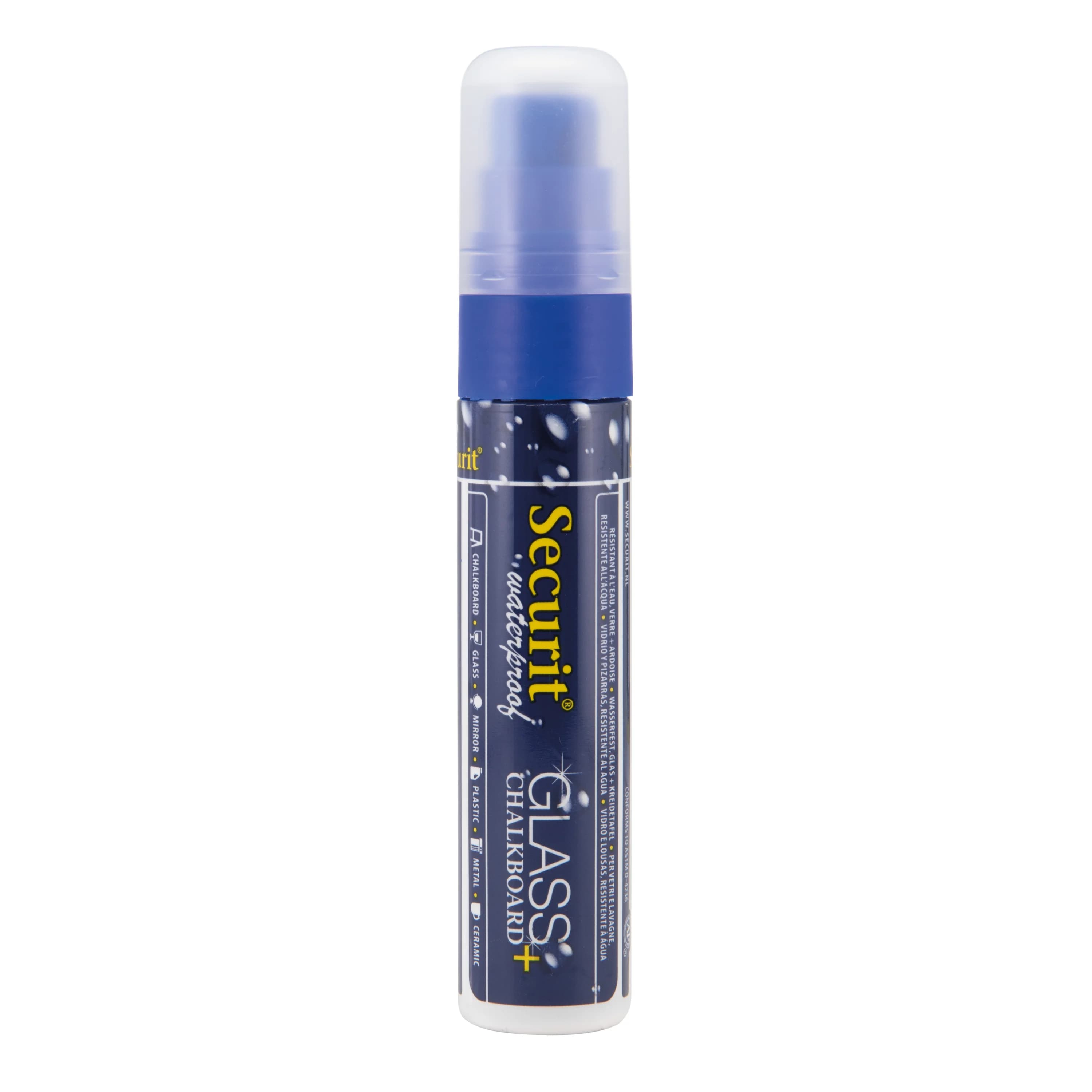 Securit® Feutre-craie à encre liquide Waterproof - Bleu - Taille de mine 7-15mm rectangulaire