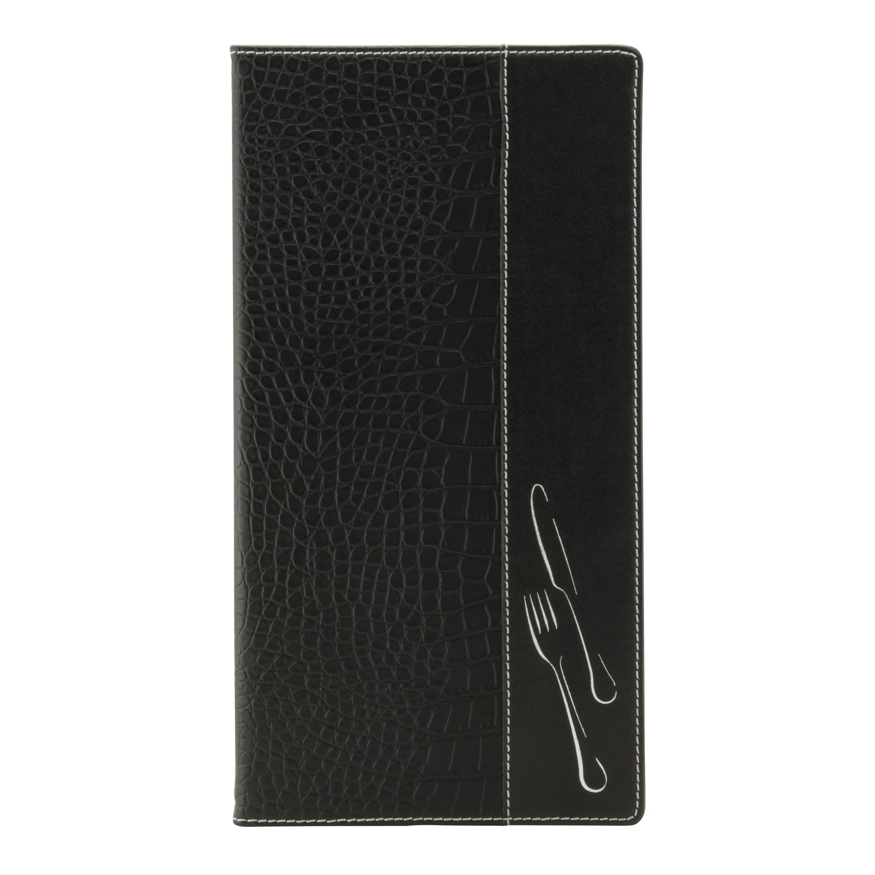 Securit® Protège-menu A45 "Design" - Noir - Simili-cuir effet crocodile - 4 vues