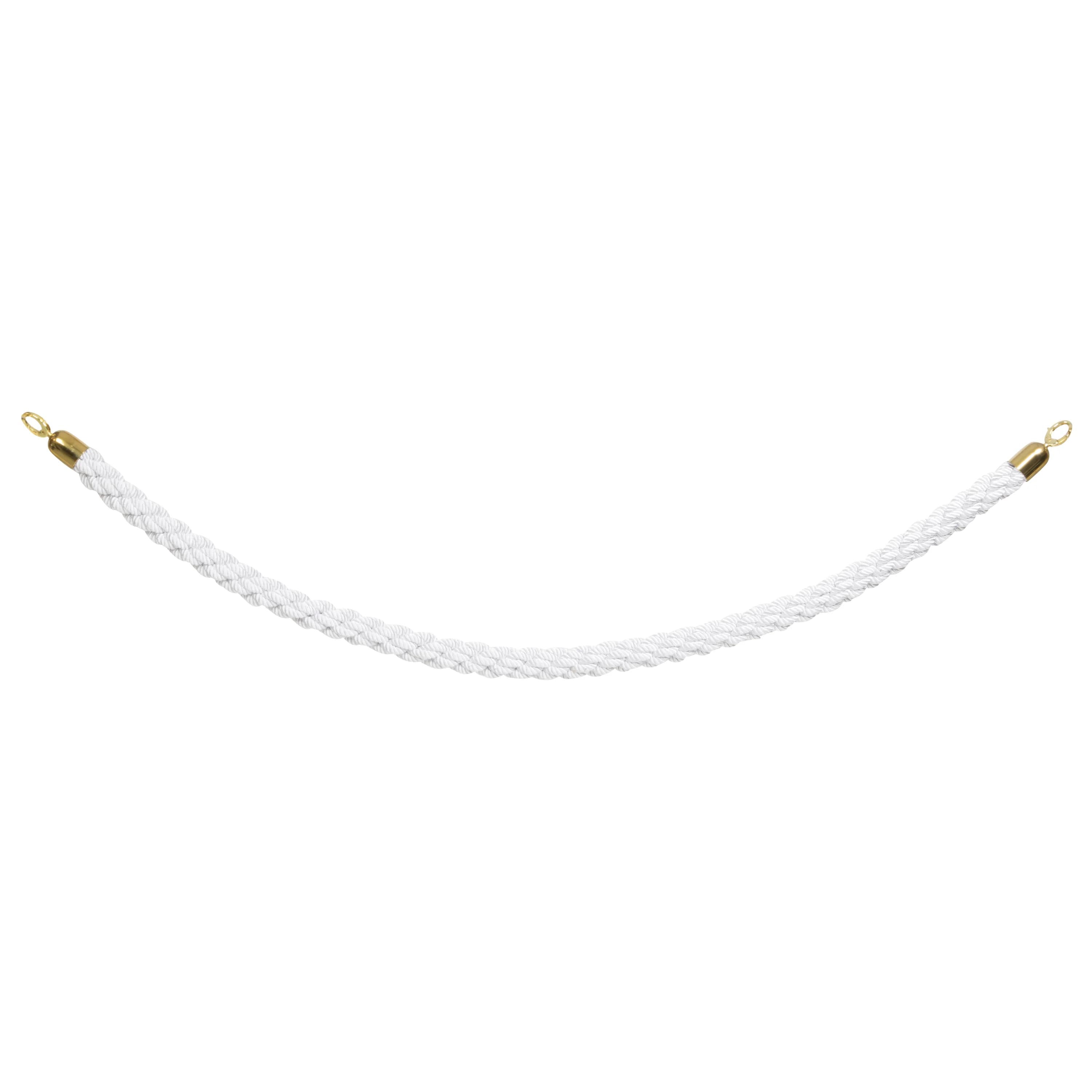 Securit® Corde tressée pour Poteau d'accueil "Classic" - Blanc - Embouts Dorés - 150cm