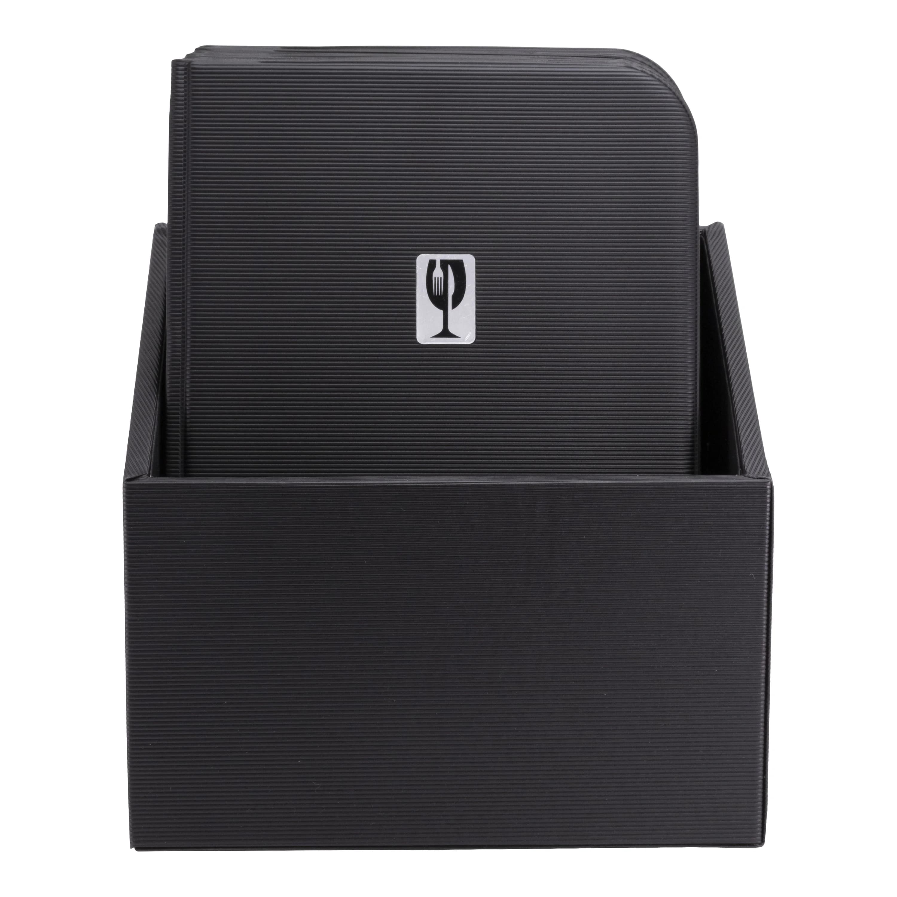 Securit® Boite contenant 10 Protège-menus A4 "Essential" - Noir - 12 vues