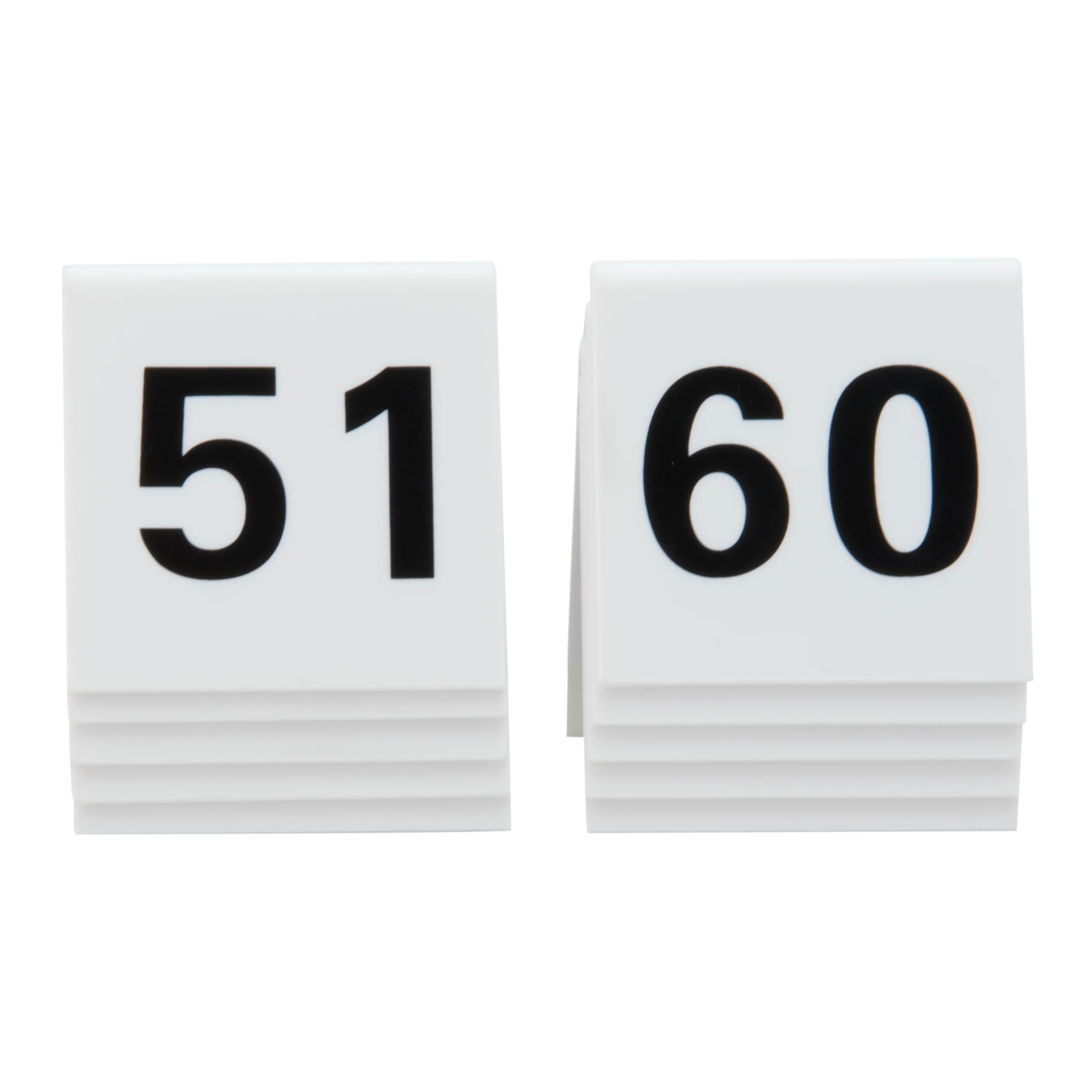 Securit® Lot de 10 Numéros de table de 51-60 - Acrylique blanc avec chiffres noirs