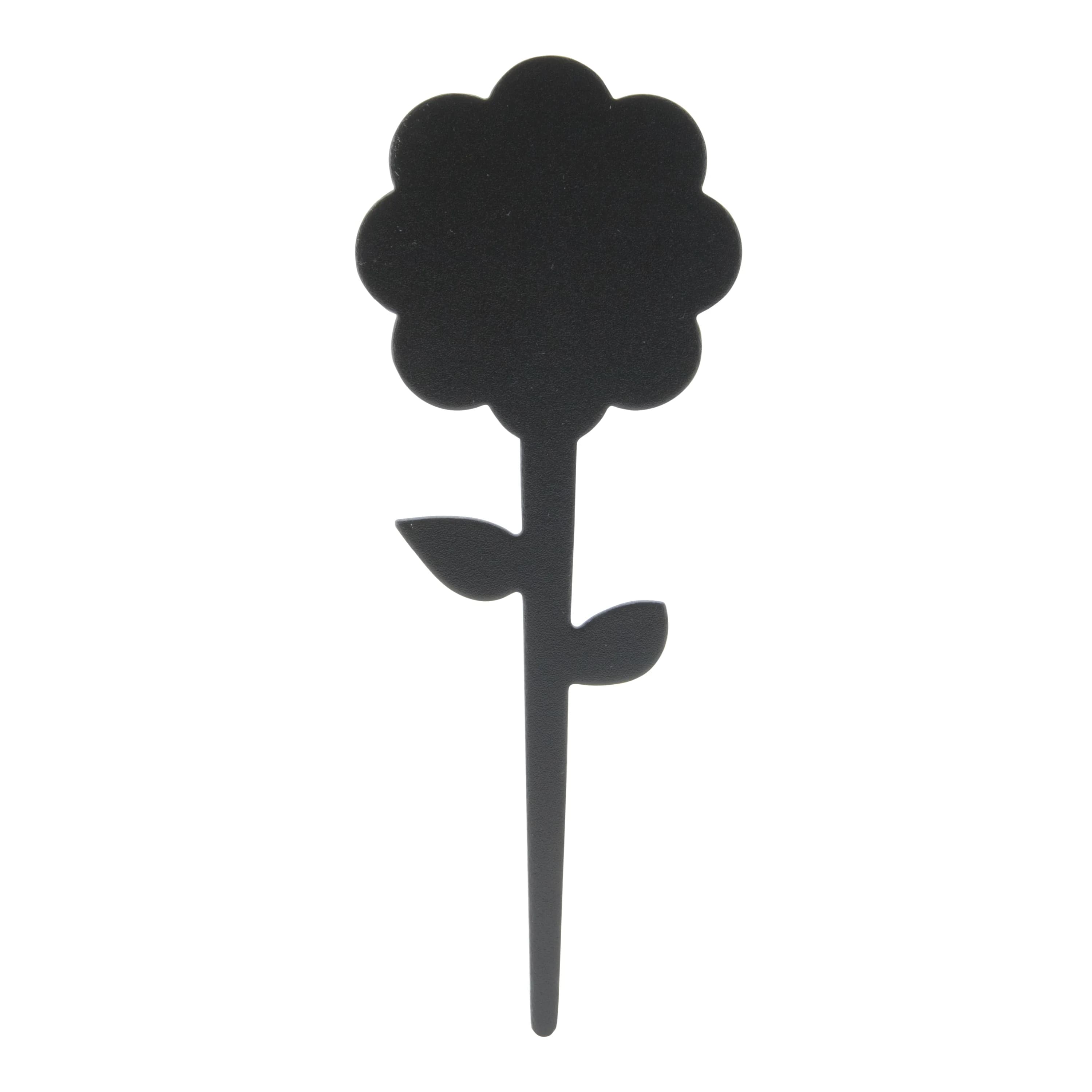 Securit® Lot de 5 Étiquettes Ardoises - Silhouette Fleur - Noir - Feutre-craie inclus