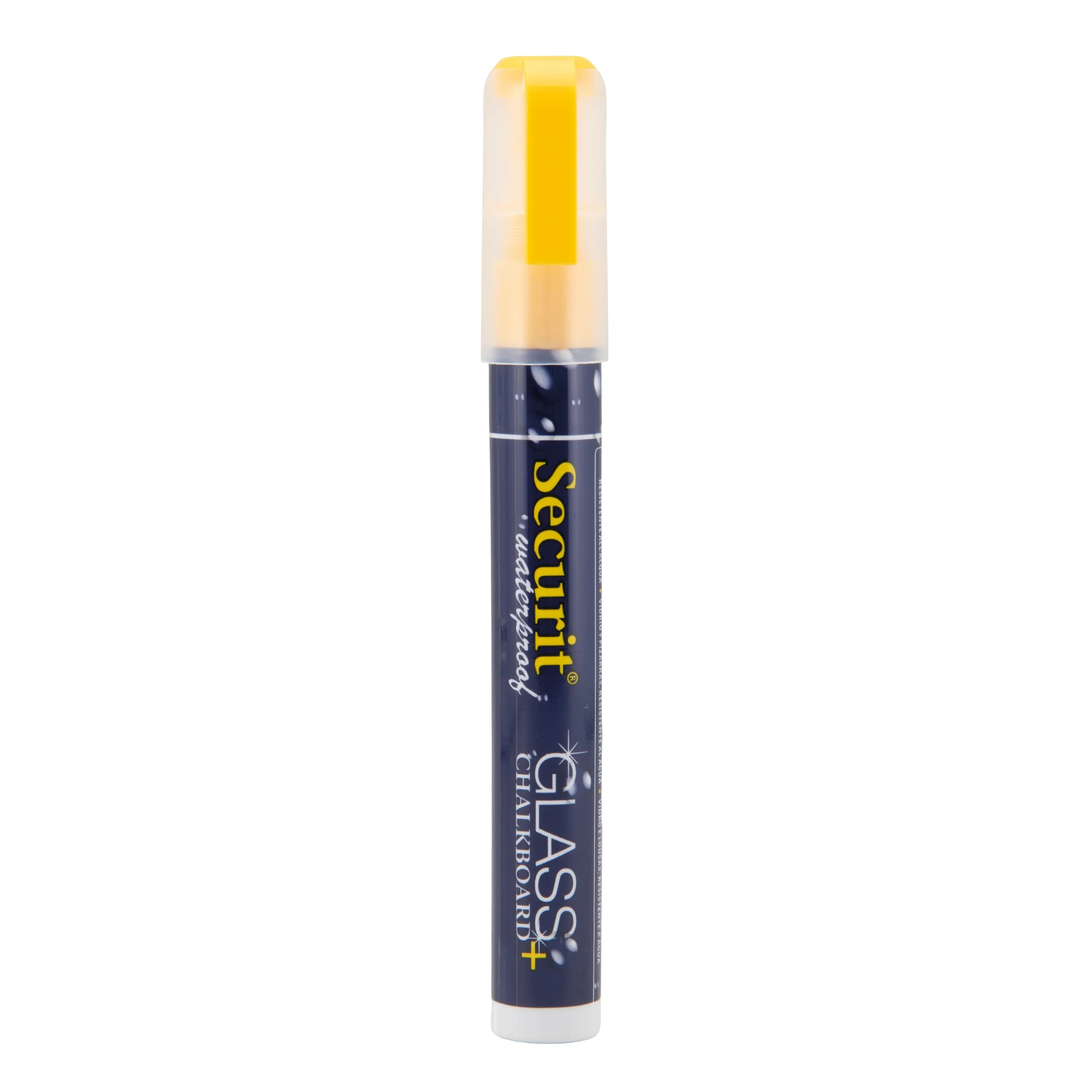 Securit® Feutre-craie à encre liquide Waterproof - Jaune - Taille de mine 2-6mm biseautée
