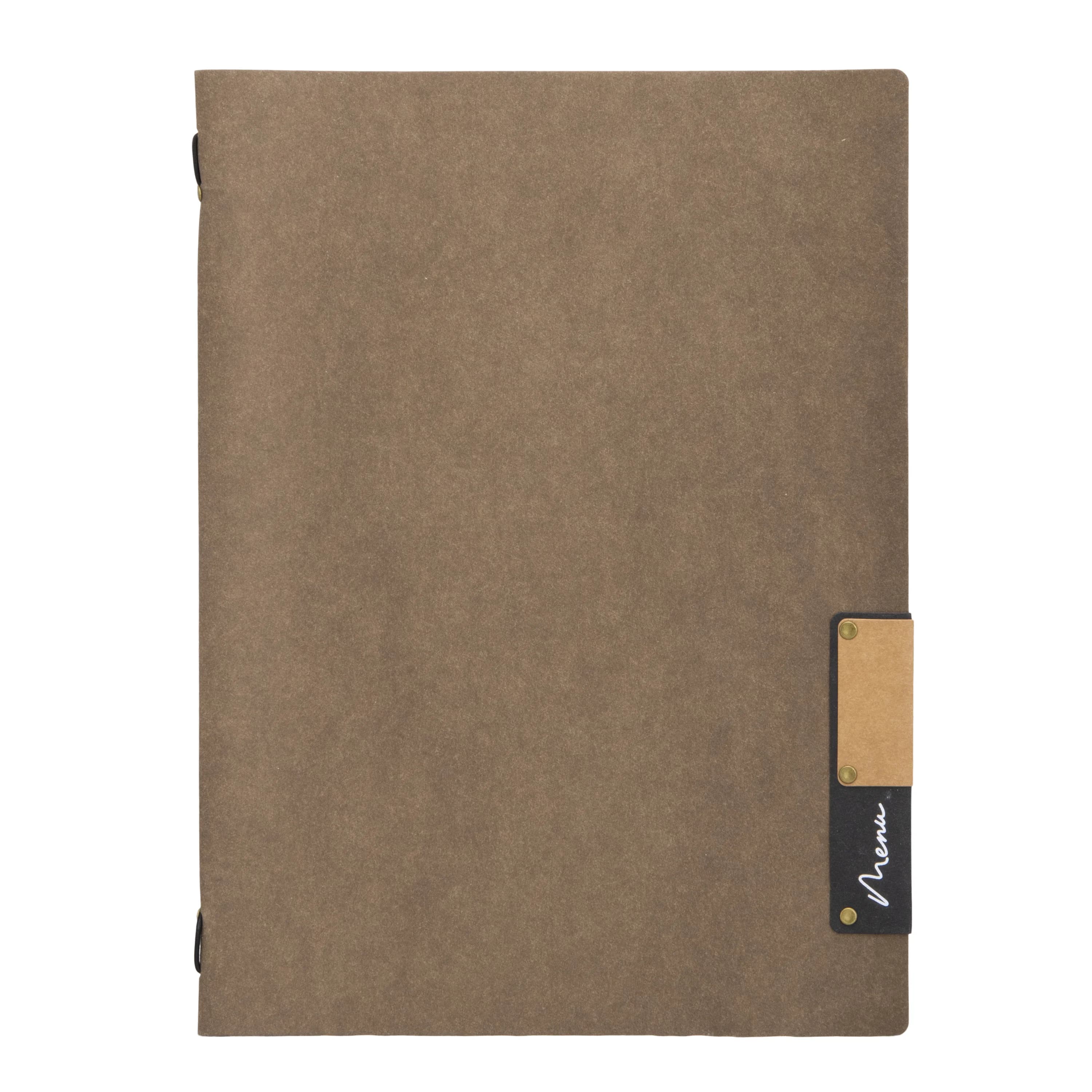 Securit® Protège-menu A4 "Nature" - Marron - Fibre naturelle - 4 vues