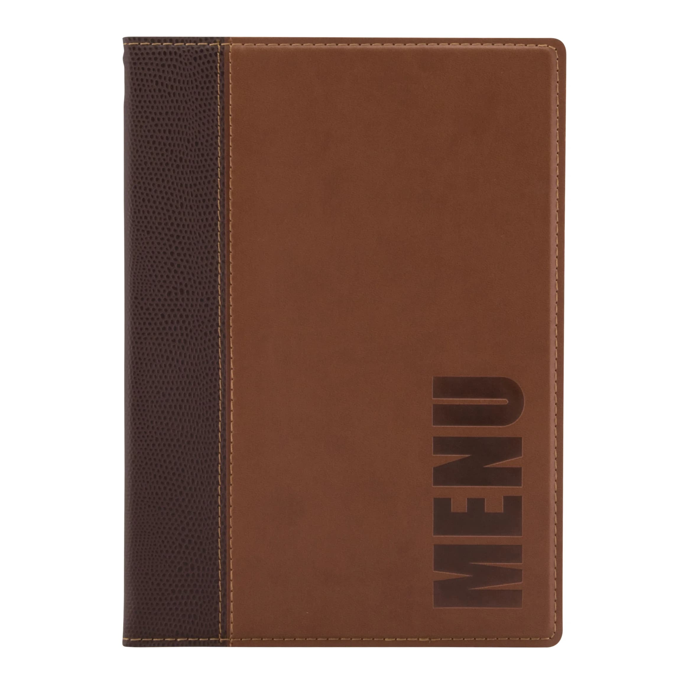 Securit® Protège-menu A5 "Trendy" - Marron - Simili-cuir - 4 vues
