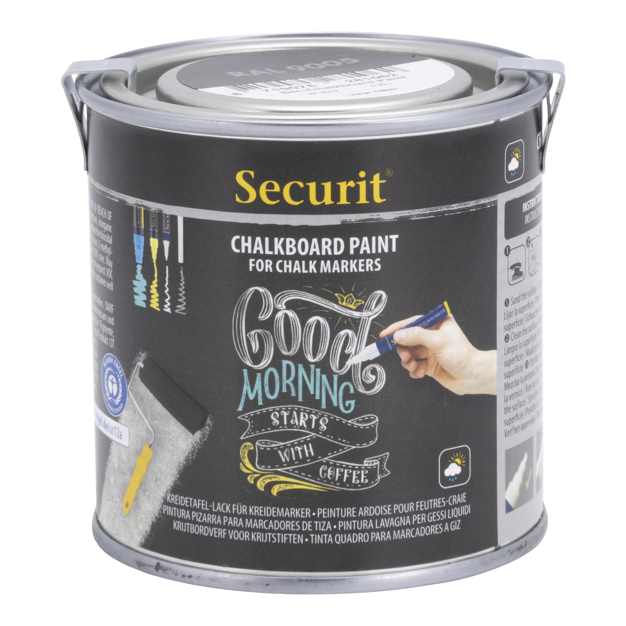 Securit® Pot de peinture acrylique pour ardoise à base d'eau - Noir - 250mL