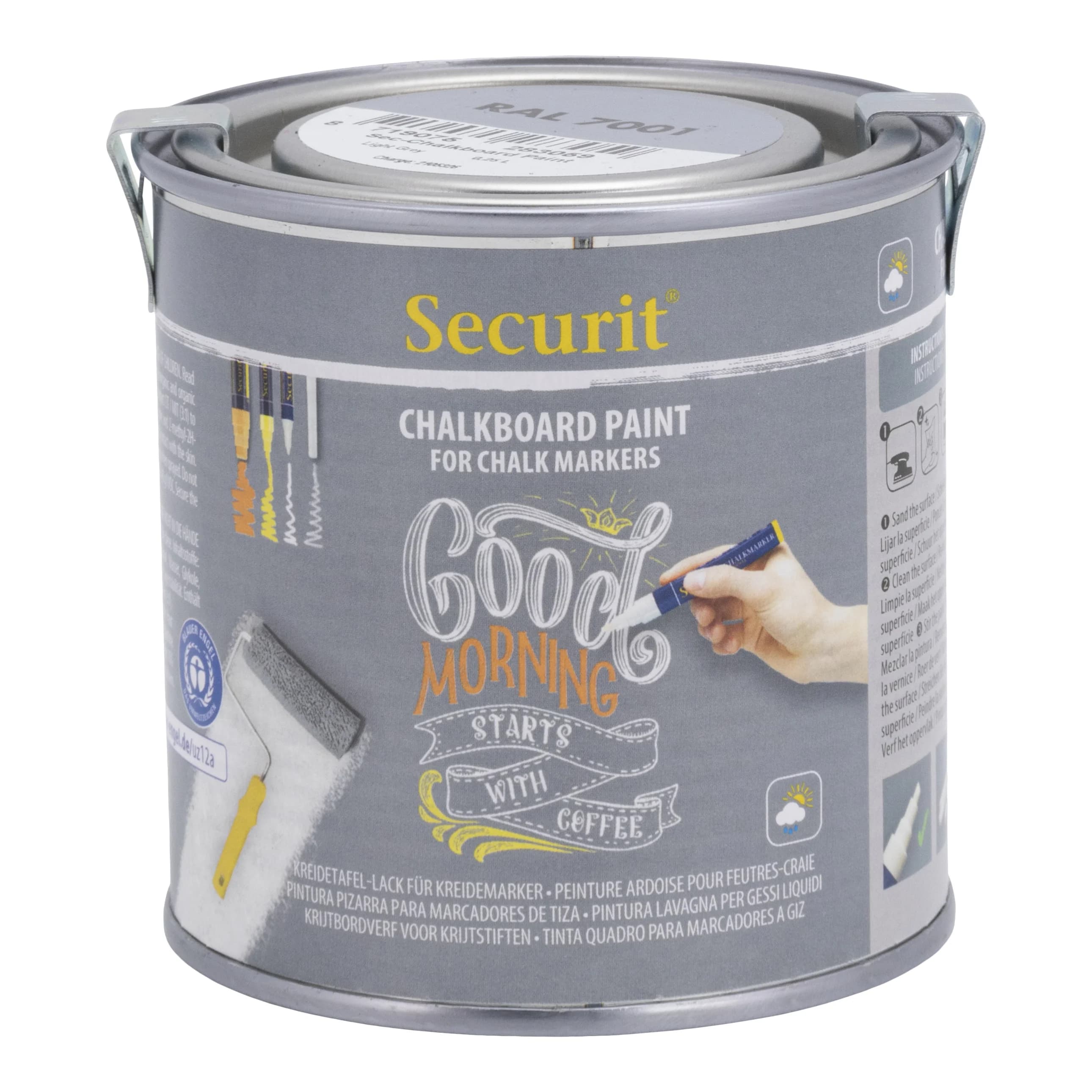 Securit® Pot de peinture acrylique pour ardoise à base d'eau - Gris - 250ml