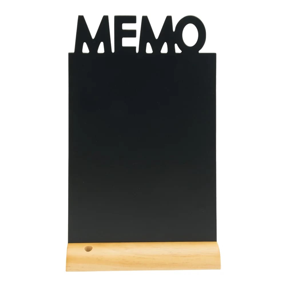 Securit® Ardoise de table - Silhouette "Memo" - Socle en bois - Feutre-craie inclus