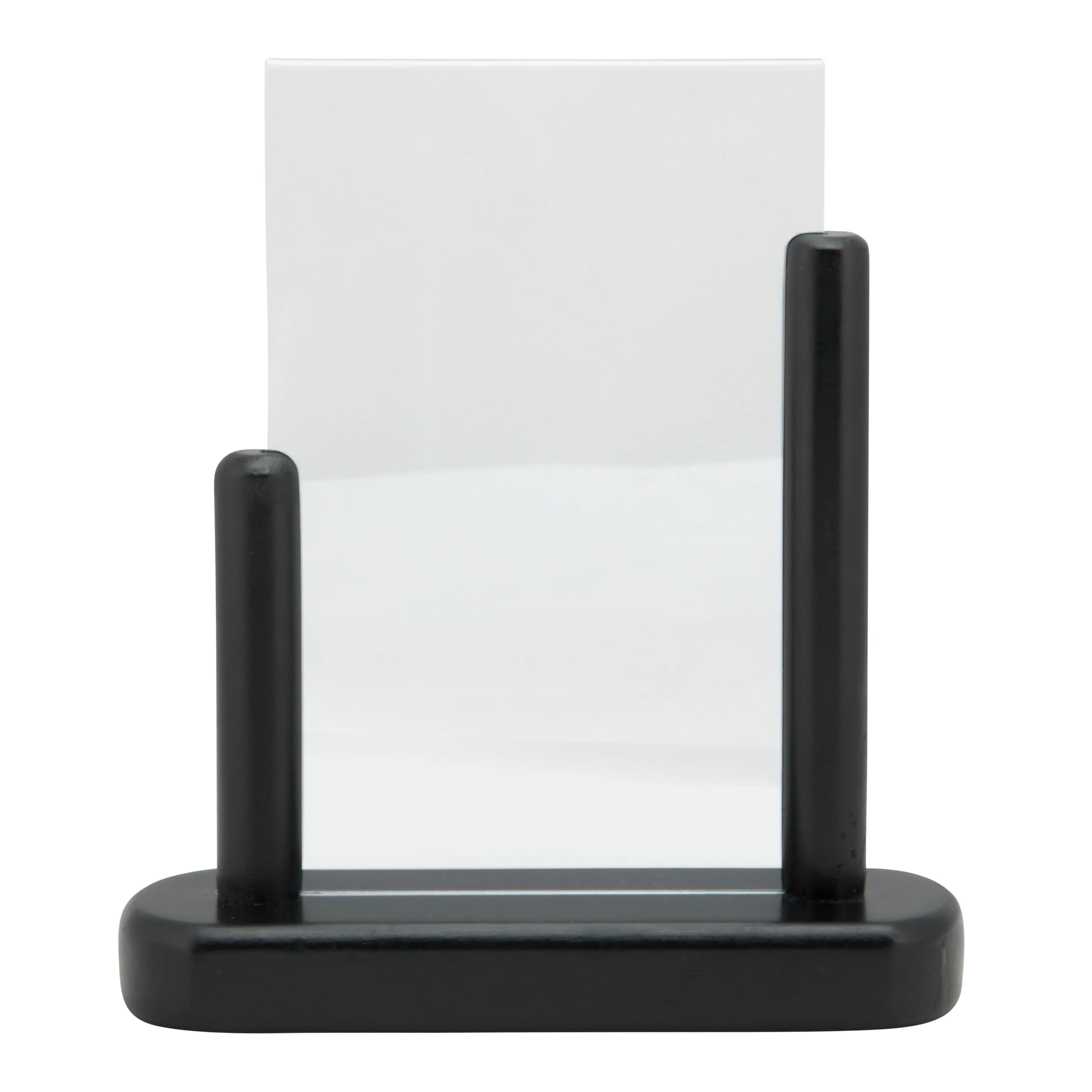 Securit® Porte‑affiche transparent A6 - Vertical - Acrylique - Socle en bois finition hêtre laqué noir - Double-face