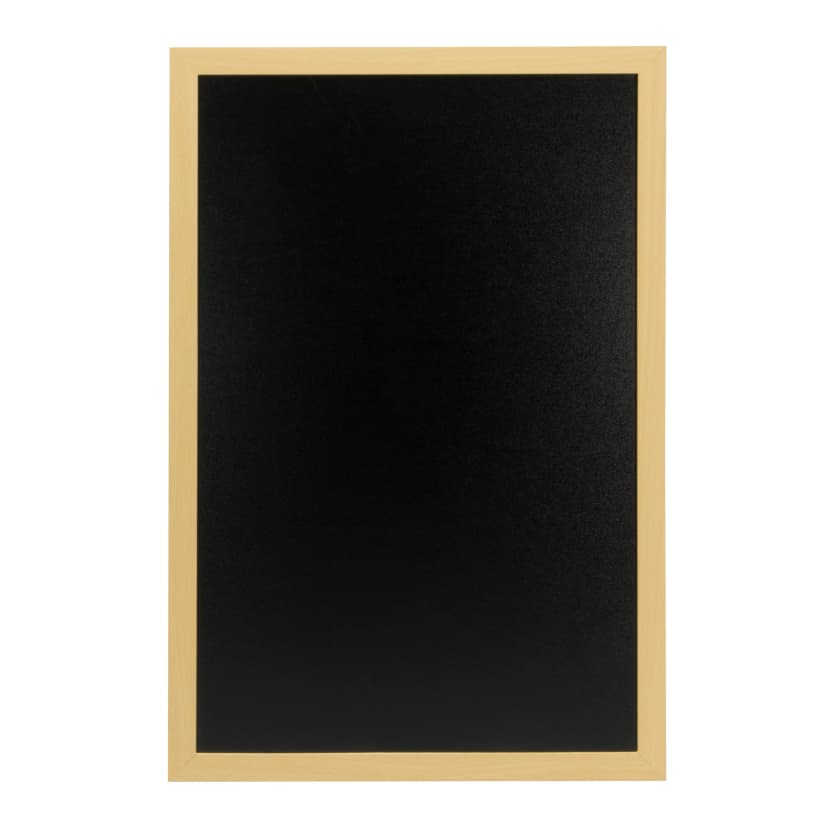 Securit® Ardoise murale "Woody" - Bois finition teck laqué - Feutre-craie et kit de montage inclus - 40x60cm