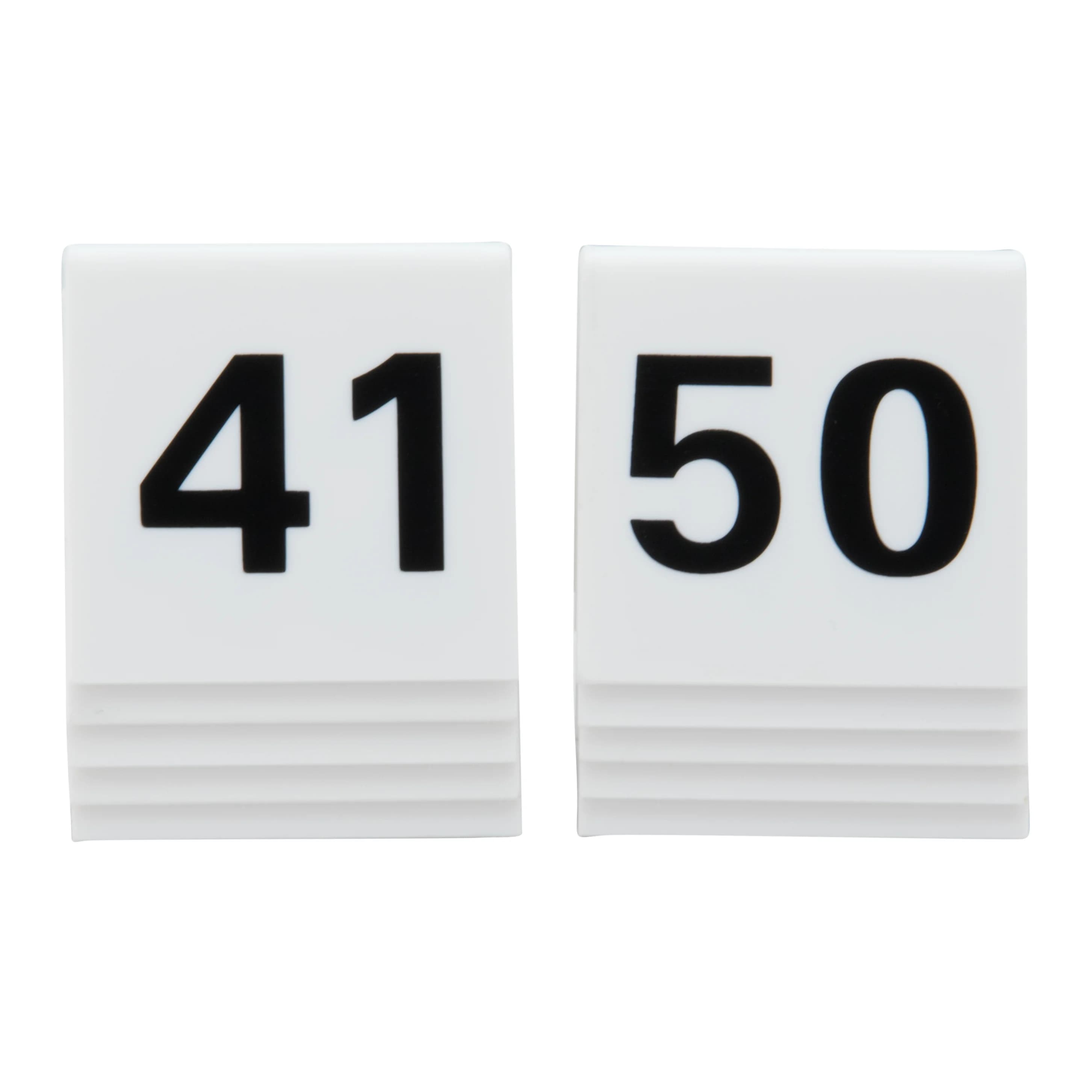 Securit® Lot de 10 Numéros de table de 41-50 - Acrylique blanc avec chiffres noirs
