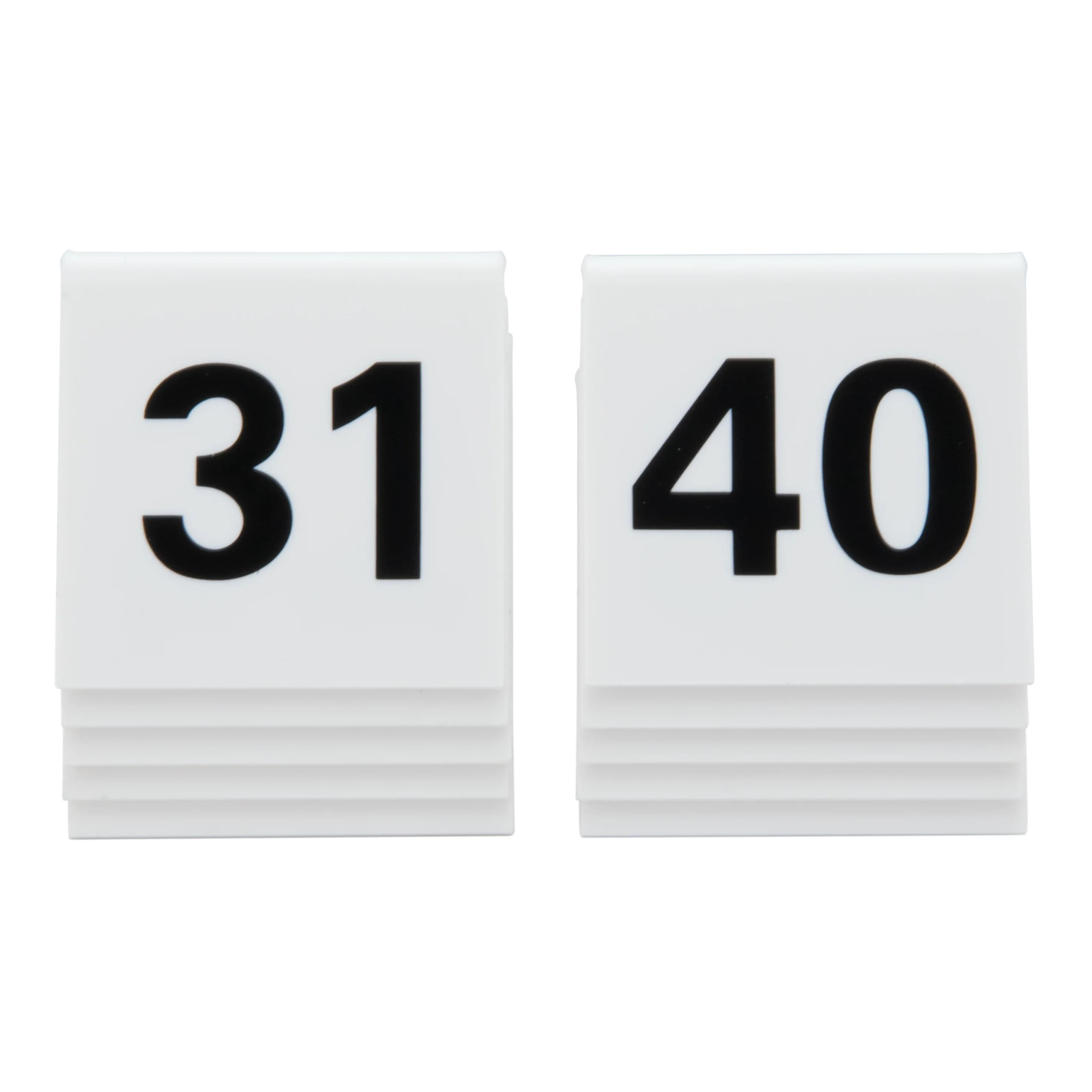 Securit® Lot de 10 Numéros de table de 31-40 - Acrylique blanc avec chiffres noirs