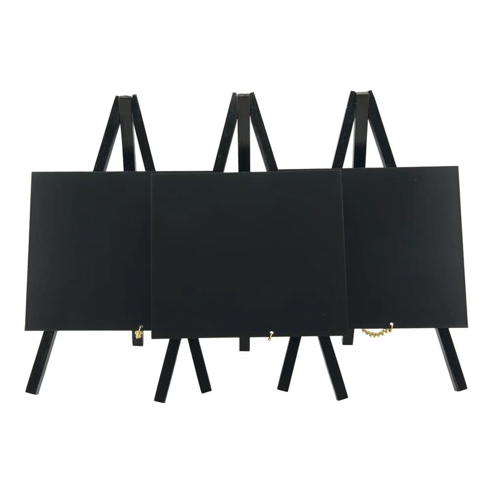Securit® Lot de 3 Mini Ardoises de table sur chevalets - Bois finition noir laqué