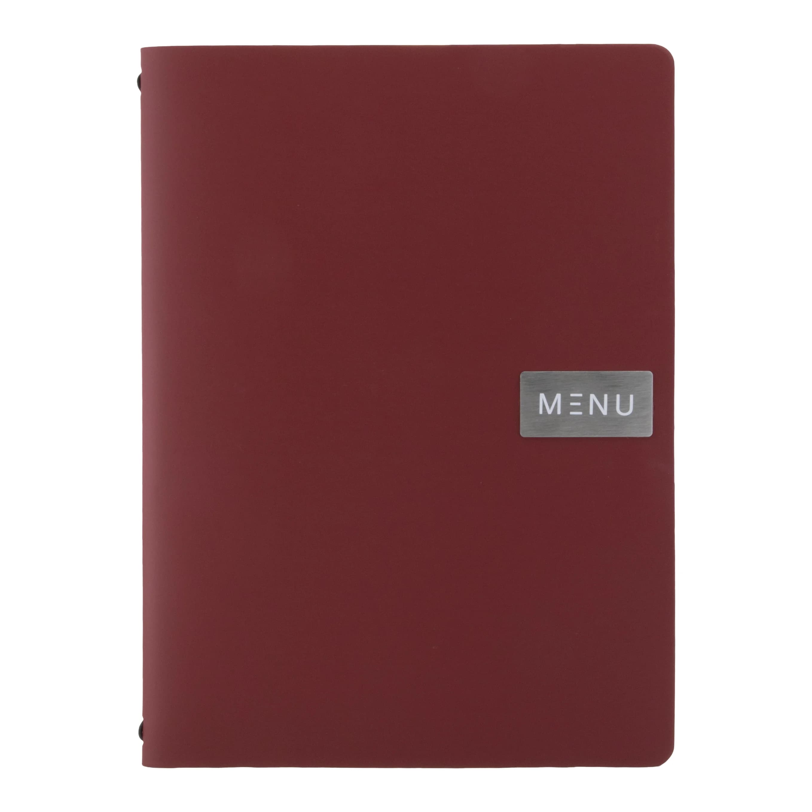 Securit® Protège-menu A4 "Leather" - Rouge - Ligne "Royal" - 100% cuir écologique - Plaque "Menu" + plaque vierge inclus