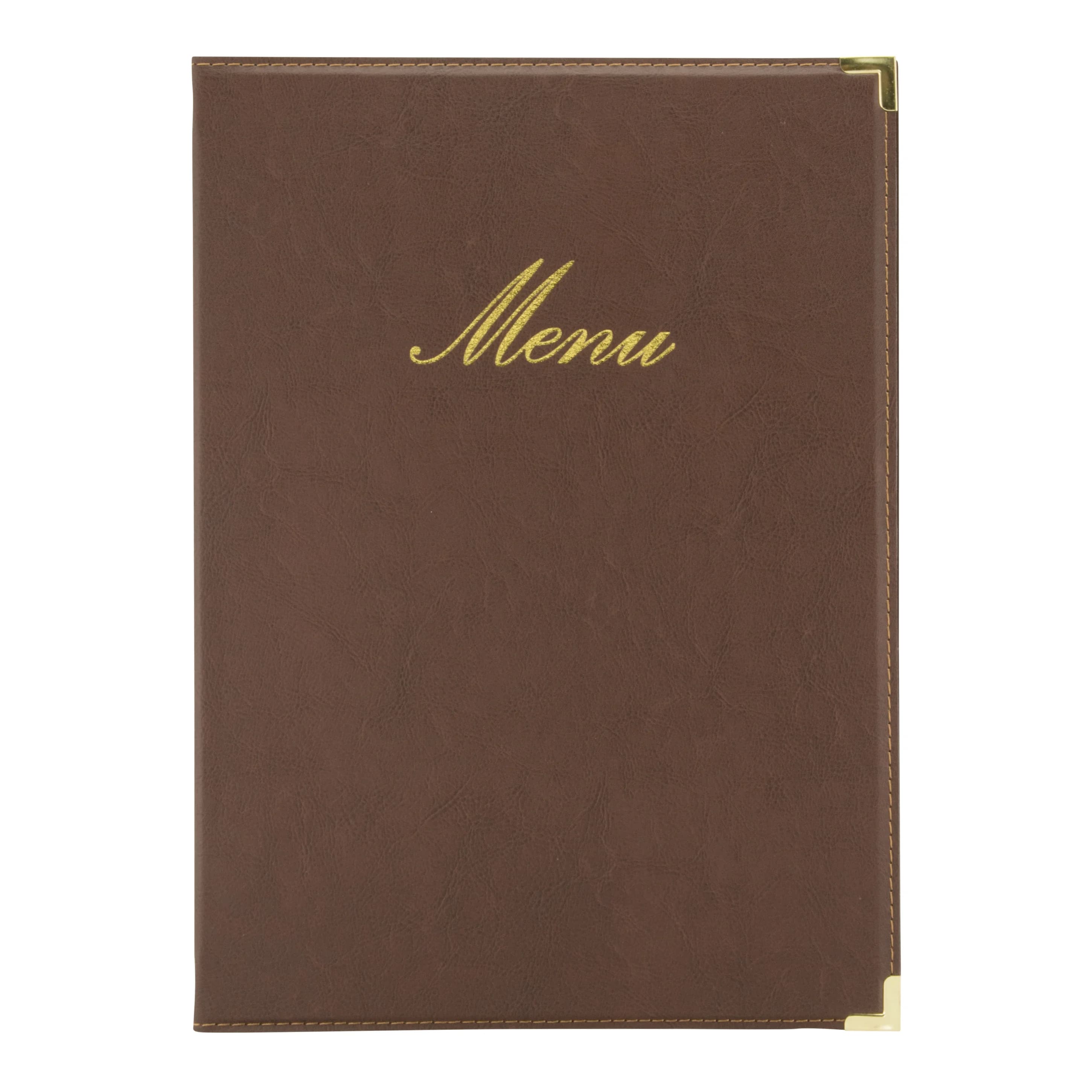 Securit® Protège-menu A4 "Classic" - Marron - Simili-cuir - 4 vues