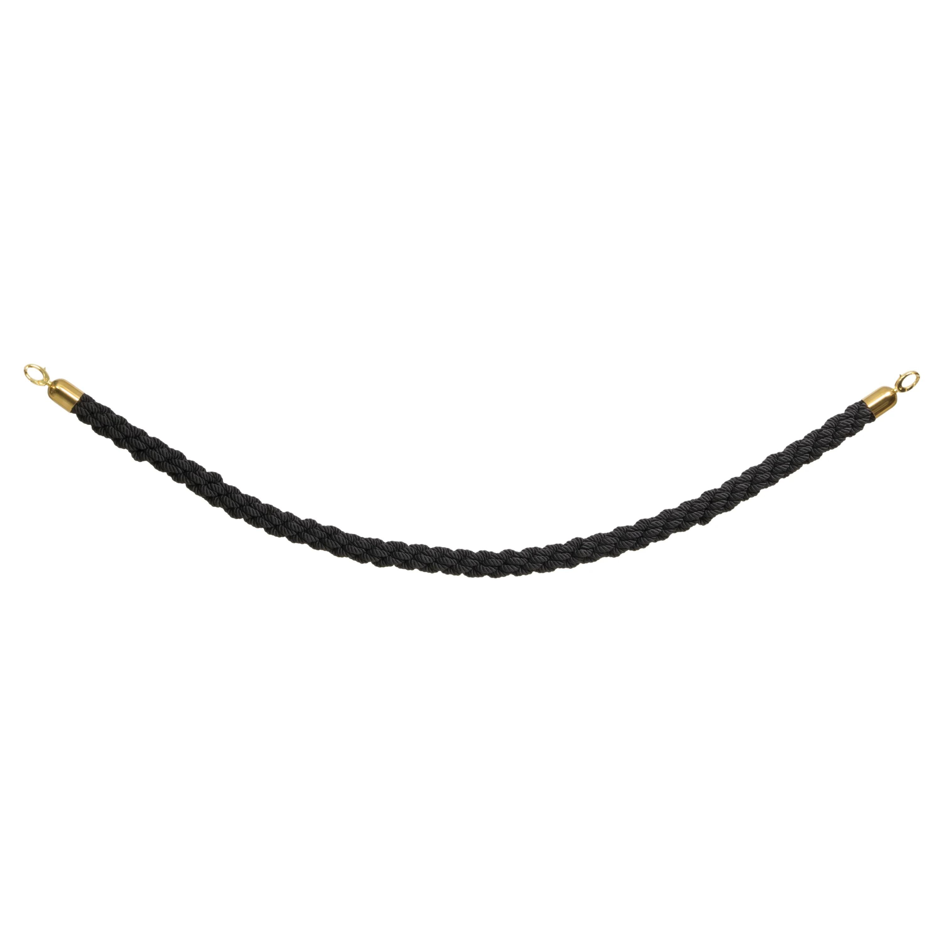 Securit® Corde tressée pour Poteau d'accueil "Classic" - Noir - Embouts Dorés - 150cm