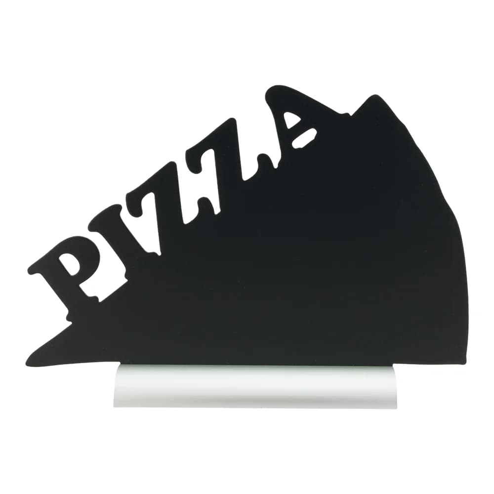 Securit® Ardoise de table - Silhouette Pizza - Socle en aluminium - Feutre-craie inclus