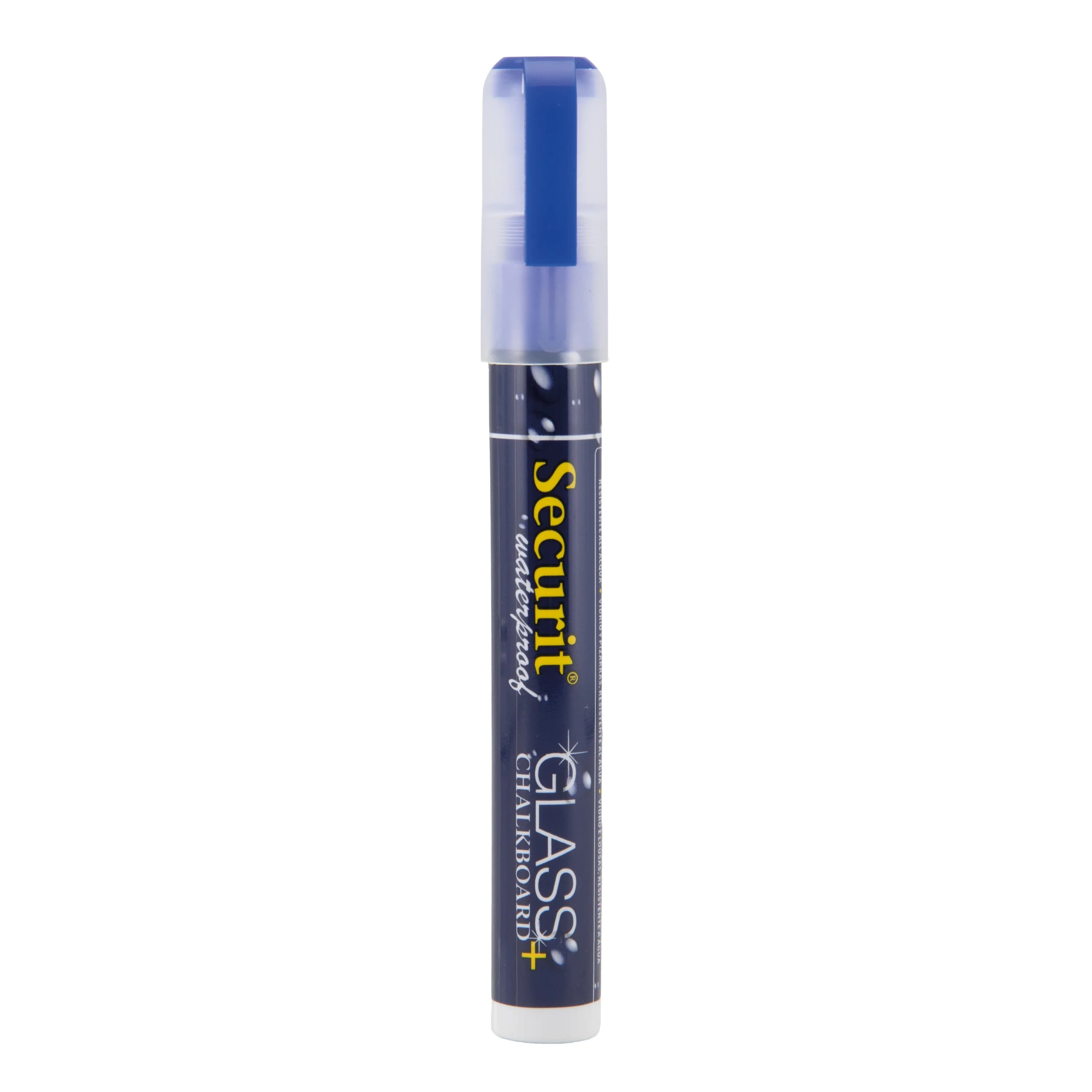 Securit® Feutre-craie à encre liquide Waterproof - Bleu - Taille de mine 2-6mm biseautée