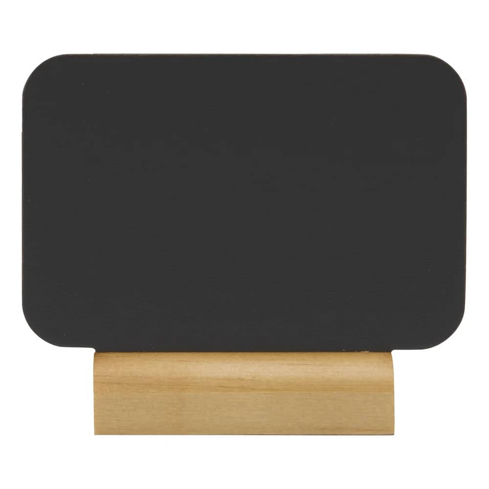 Securit® Lot de 4 Mini Ardoises de table - Silhouette Rectangle - Socle en bois - Feutre-craie inclus