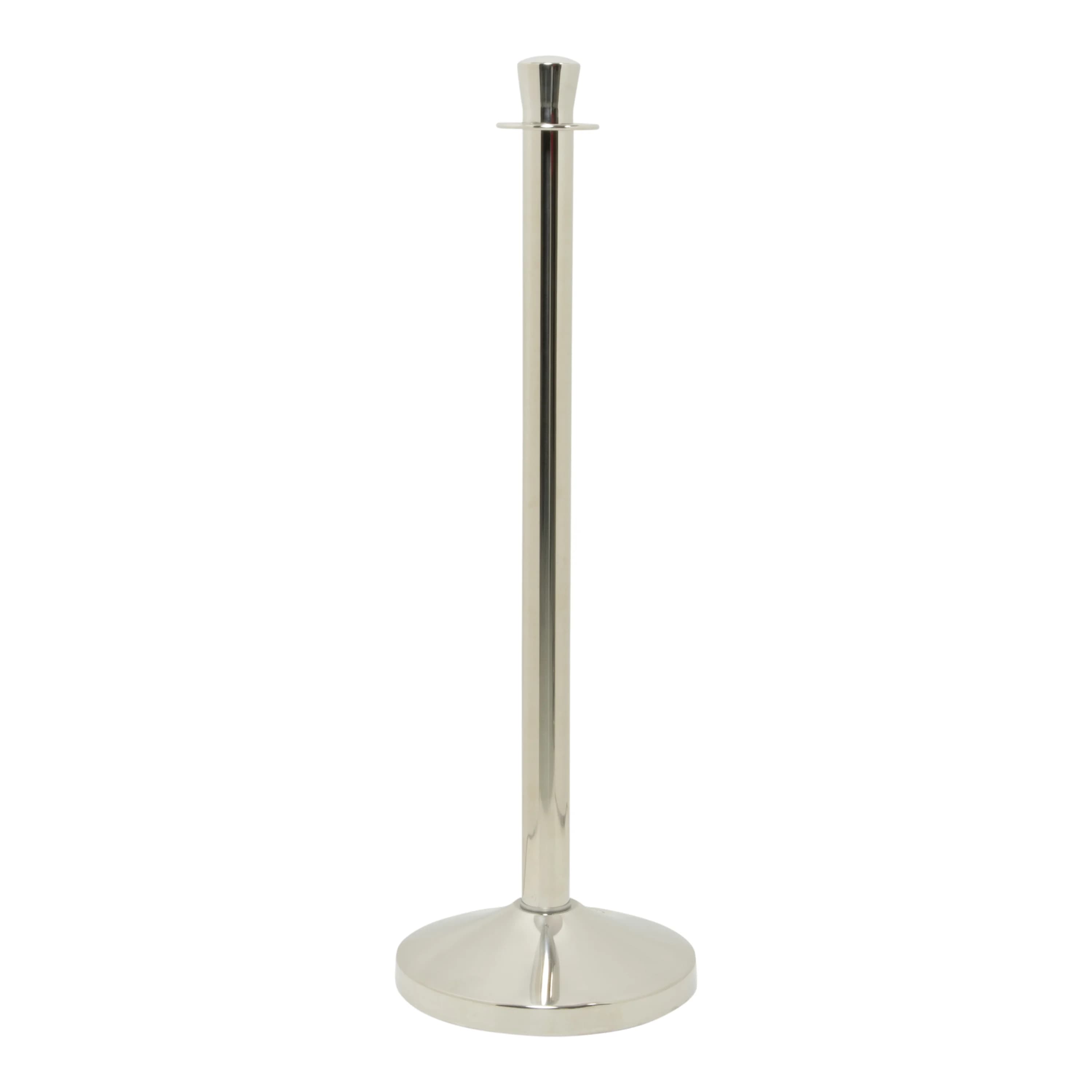 Securit® Poteau d'accueil "Classic" - Chrome - Tête plate - Ensemble complet pied + socle - 100cm