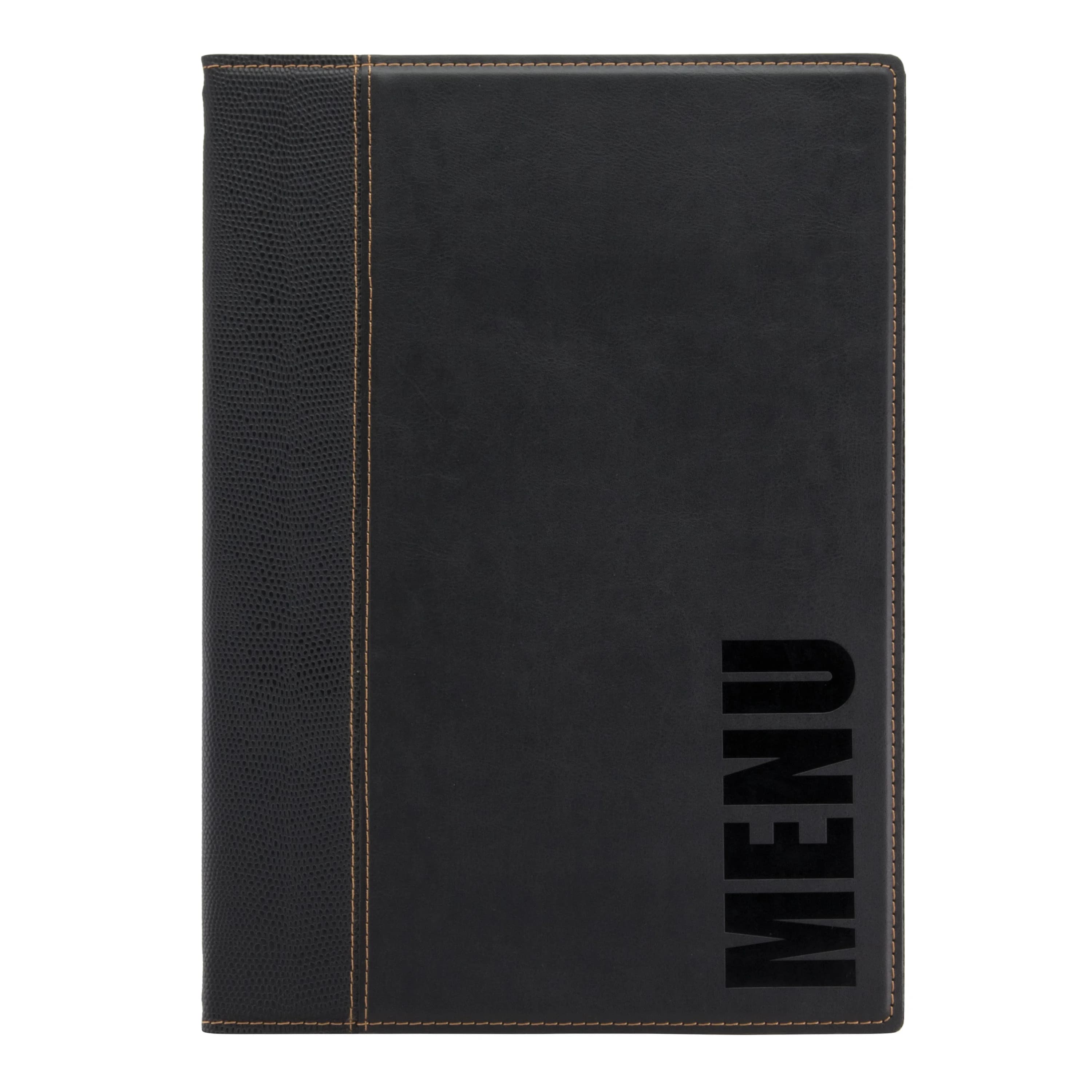 Securit® Protège-menu A4 "Trendy" - Noir - Simili-cuir - 4 vues