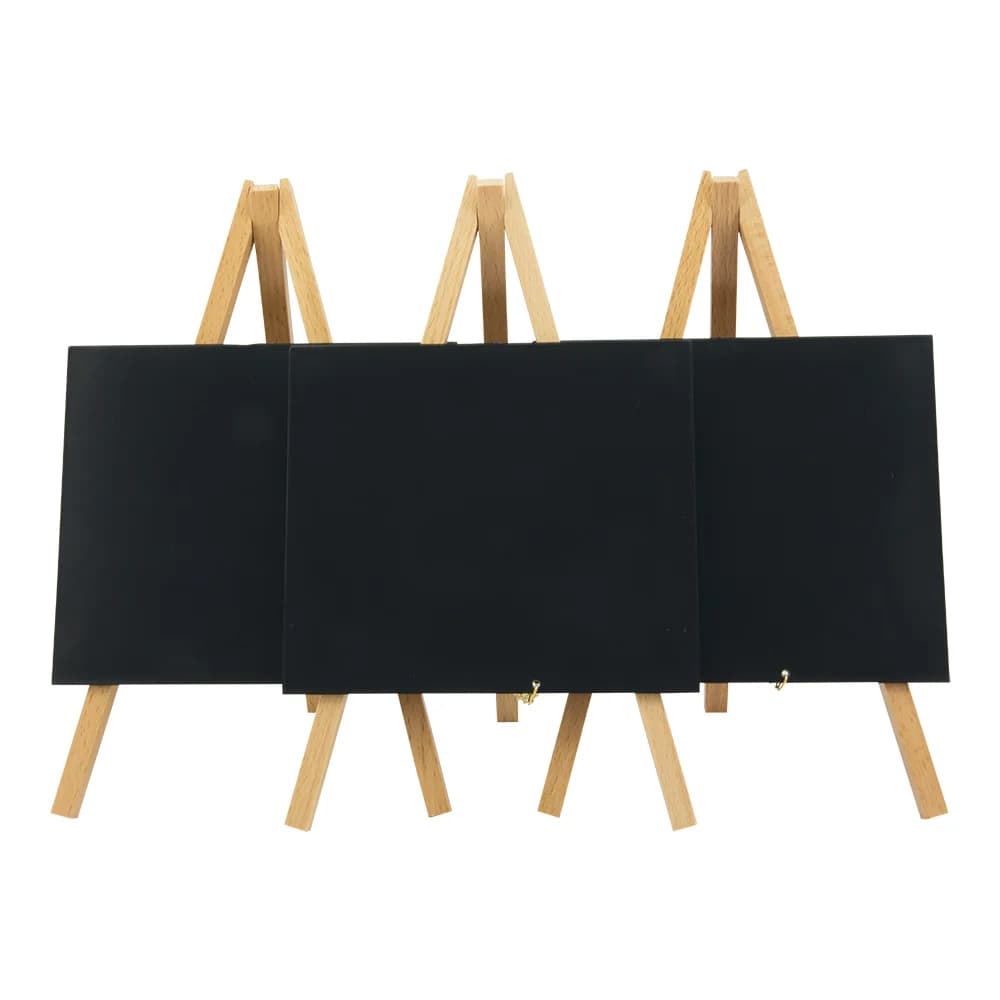 Securit® Lot de 3 Mini Ardoises de table sur chevalets - Bois finition hêtre laqué