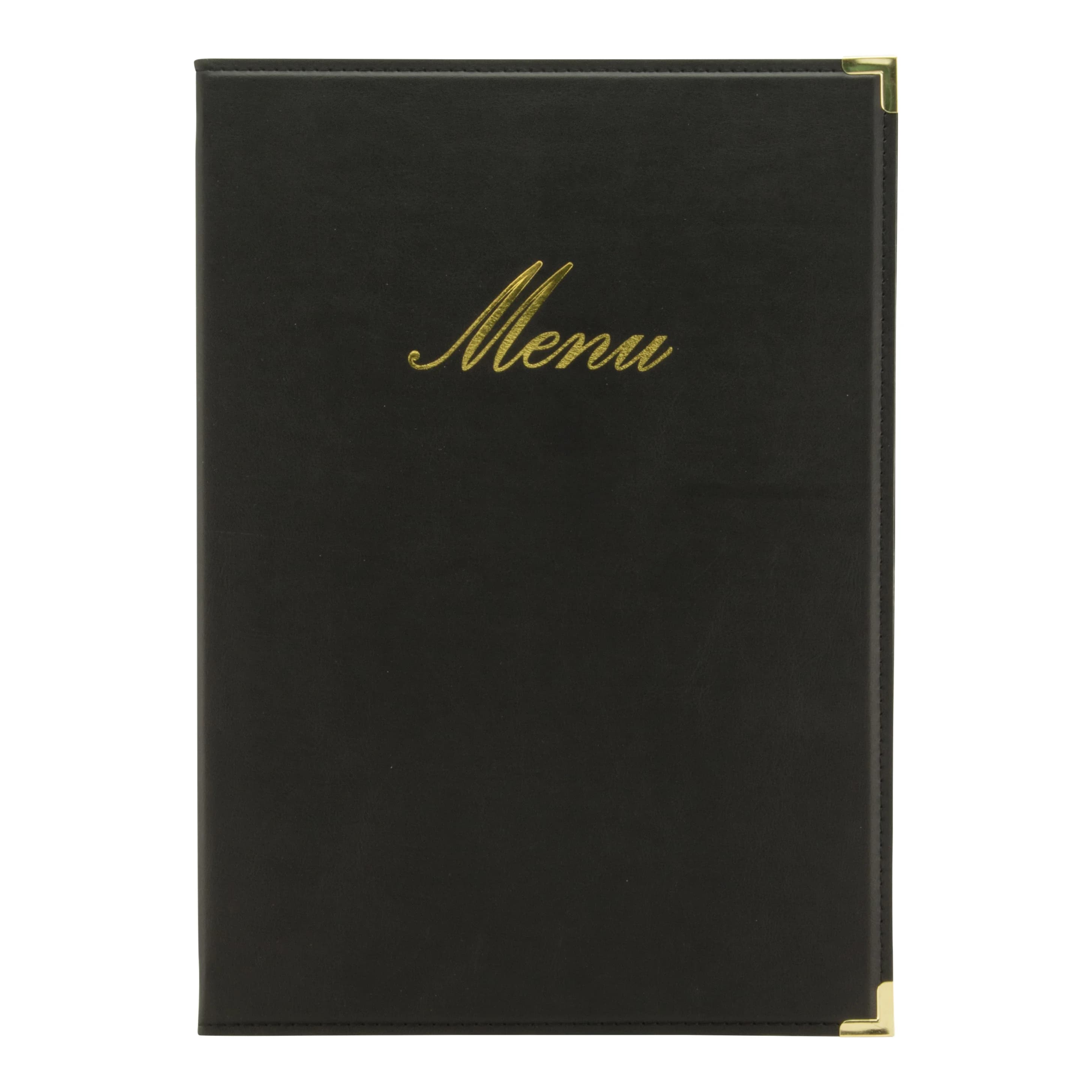 Securit® Protège-menu A4 "Classic" - Noir - Simili-cuir - 4 vues
