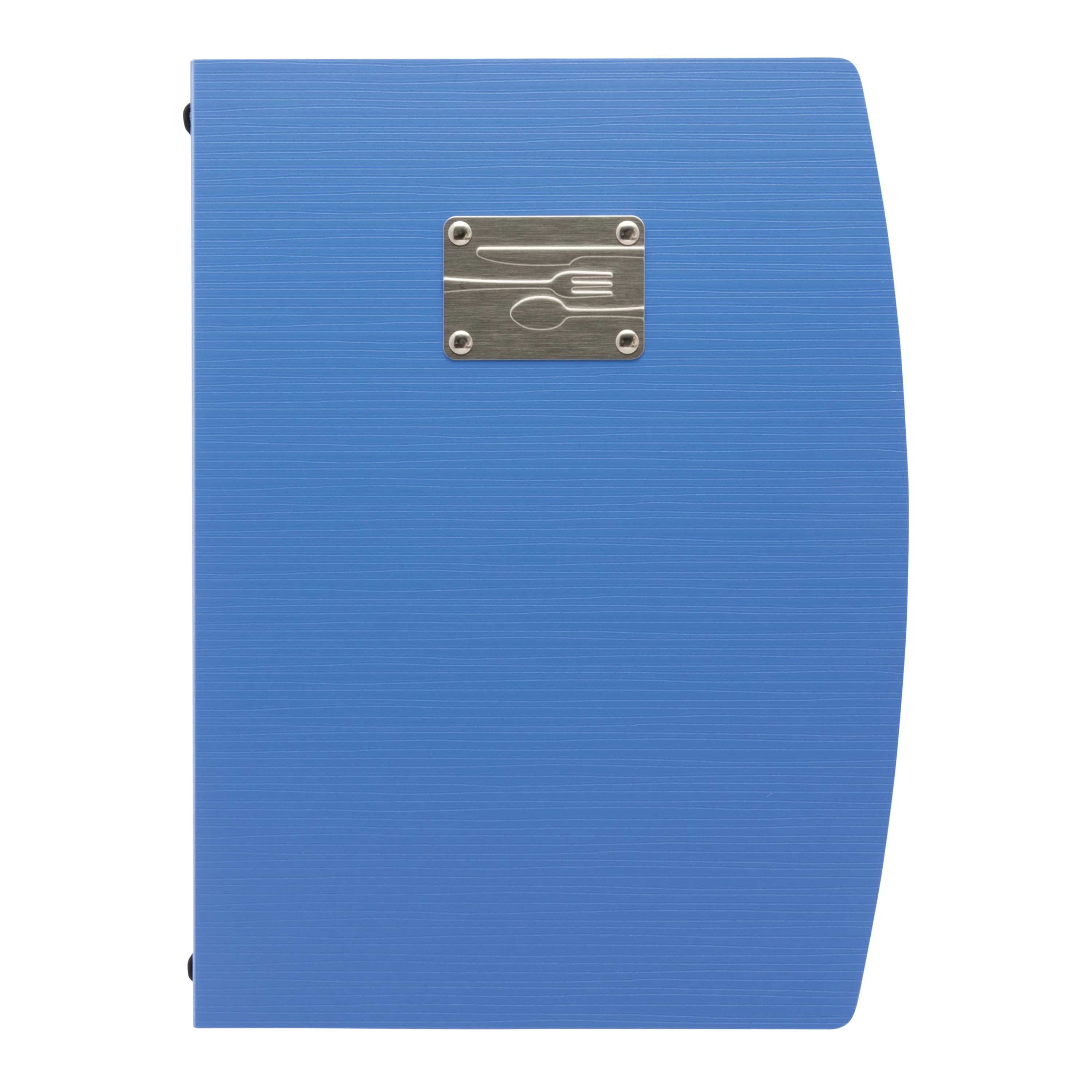 Securit® Protège-menu A4 "Rio" - Bleu - Plaque avec couverts incluse - 4 vues