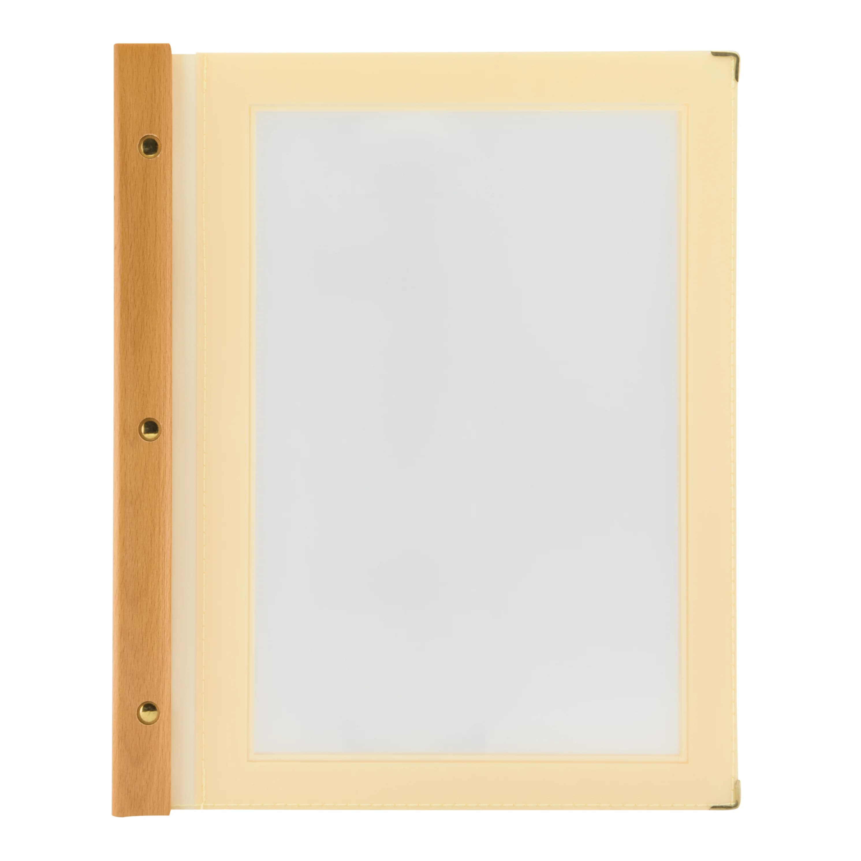 Securit® Protège-menu A4 "Wood" - Beige/Ivoire - 4 vues - Fin de série
