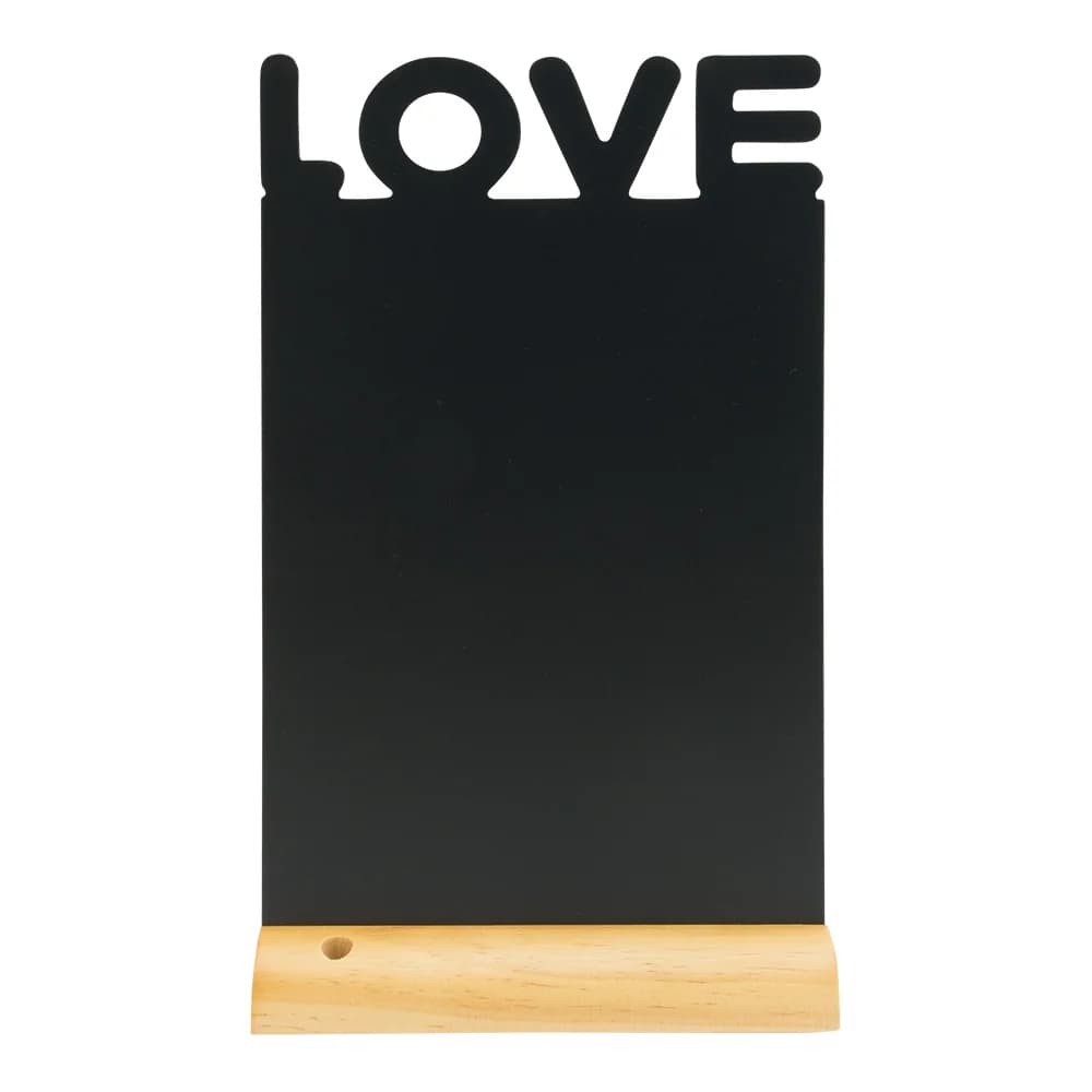 Securit® Ardoise de table - Silhouette "Love" - Socle en bois - Feutre-craie inclus